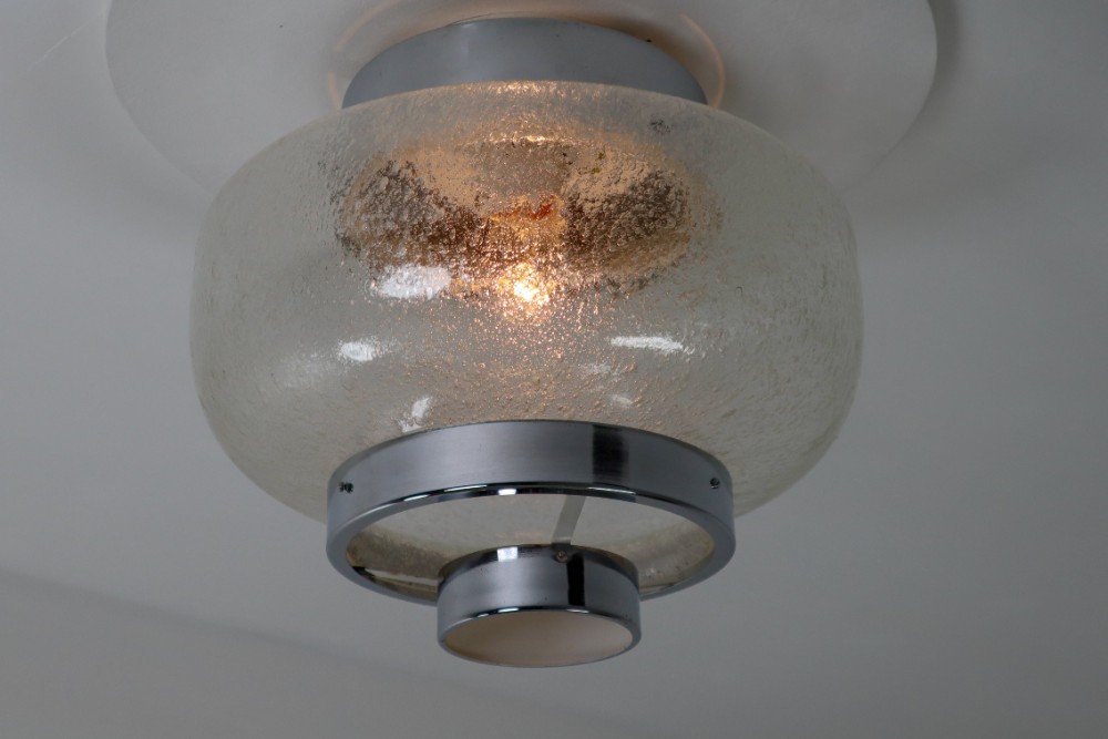 Mid Century Modern Flush Mount With Bubble Glass Shade