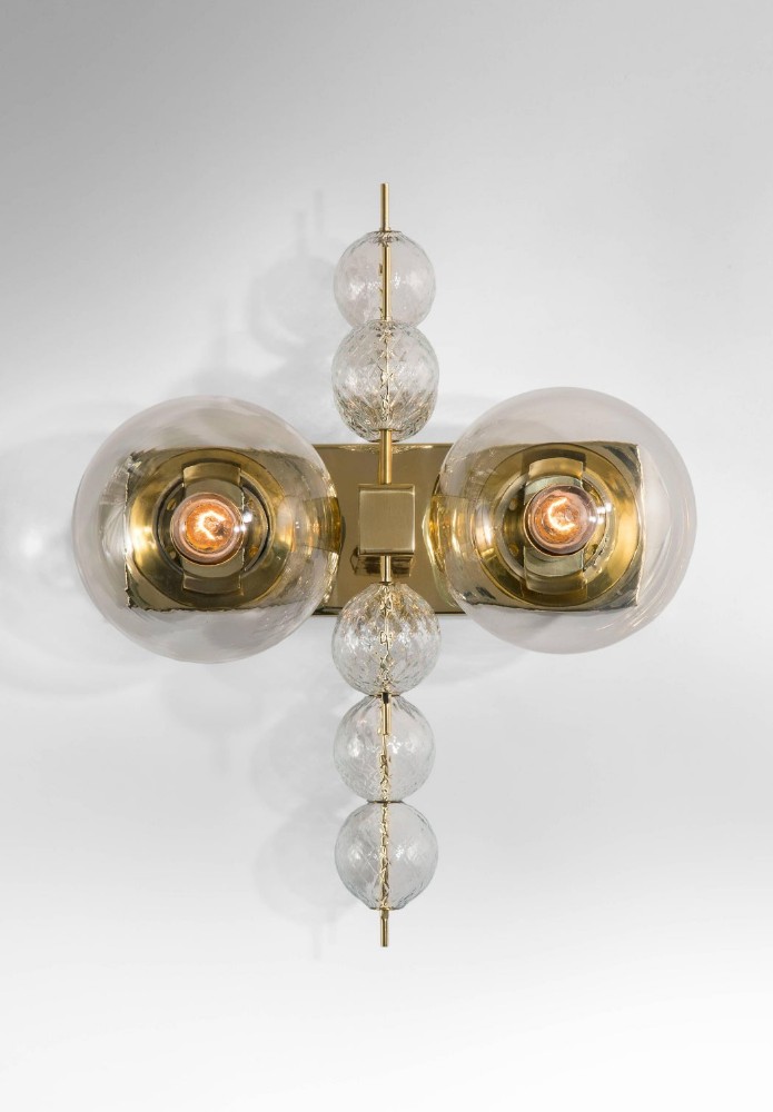  16 x Midcentury Hotel Wall Chandeliers with Brass Fixture, European, 1970s Mid-20th century