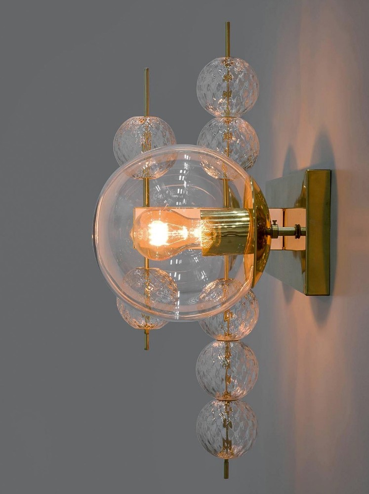  16 x Midcentury Hotel Wall Chandeliers with Brass Fixture, European, 1970s Mid-20th century