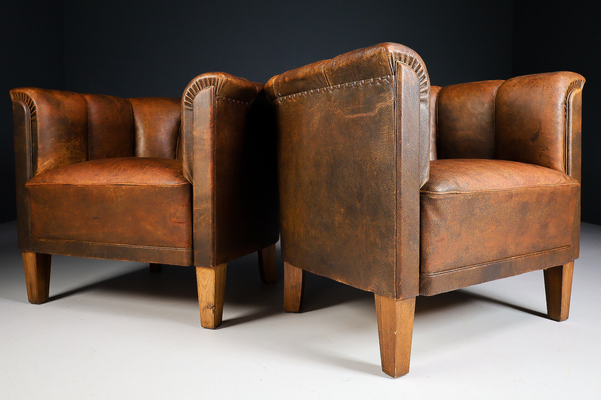 Art deco leather discount armchair