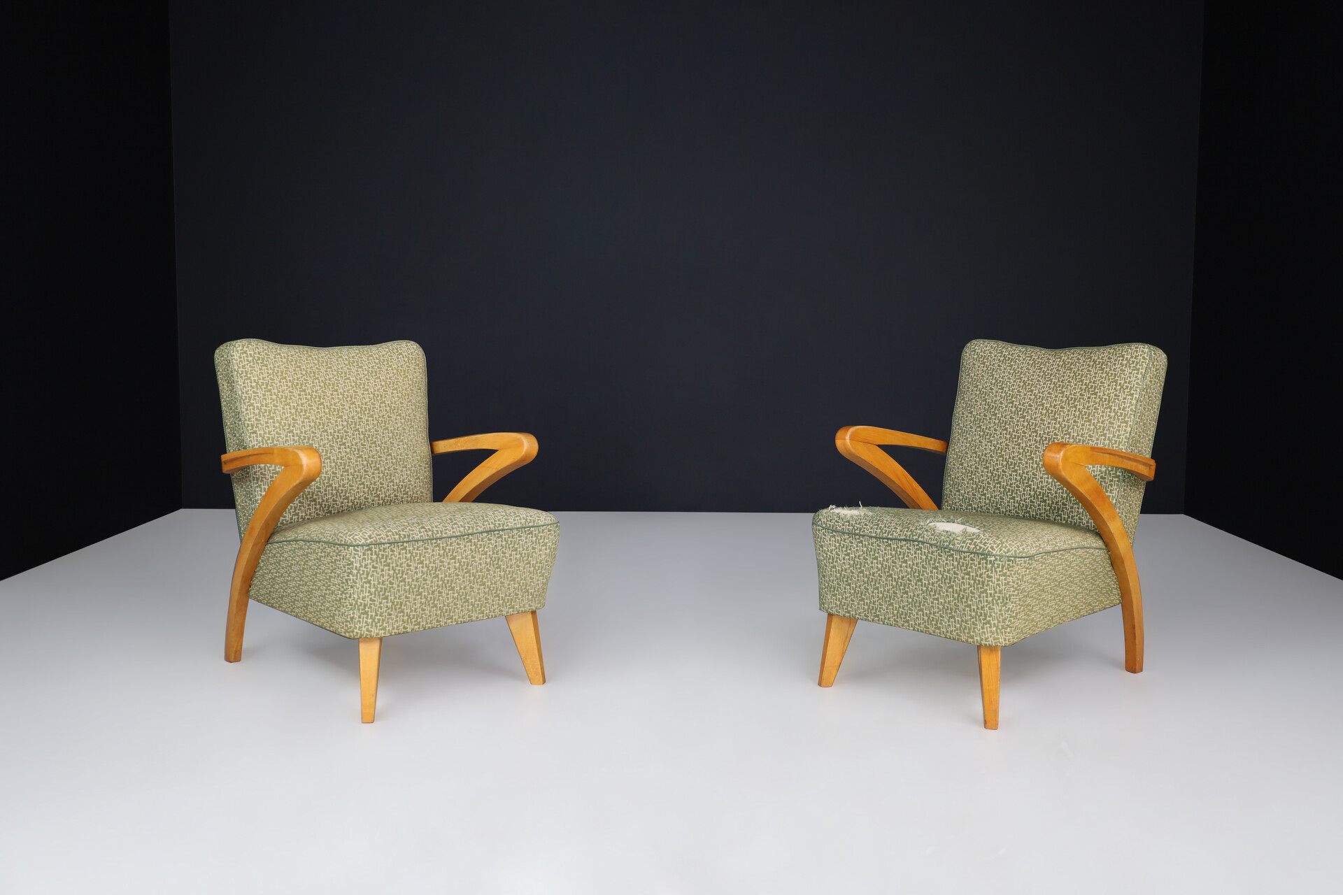 Art deco arm chairs with original upholstery Praque 1930s Mid-20th century