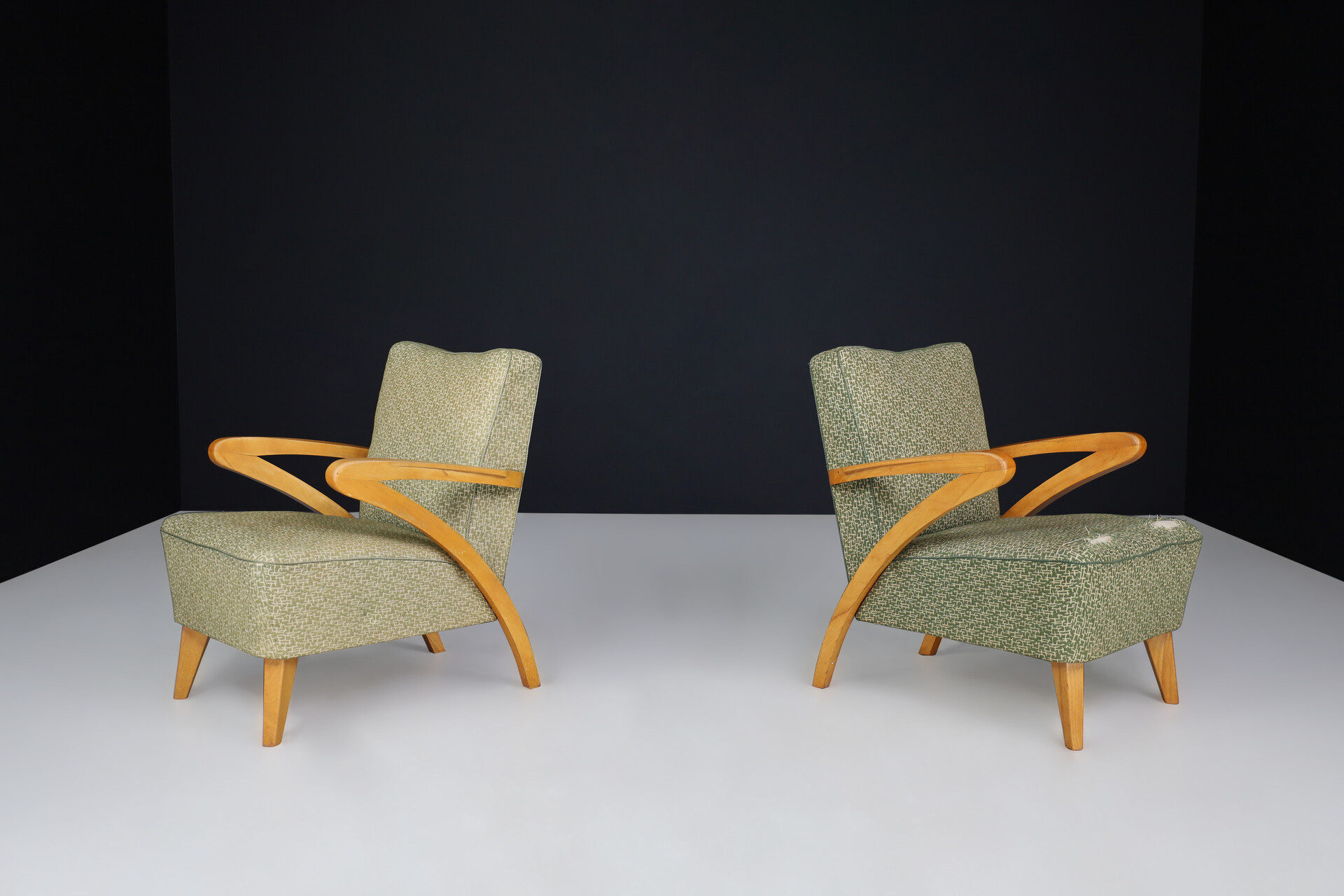 Art deco arm chairs with original upholstery Praque 1930s Mid-20th century