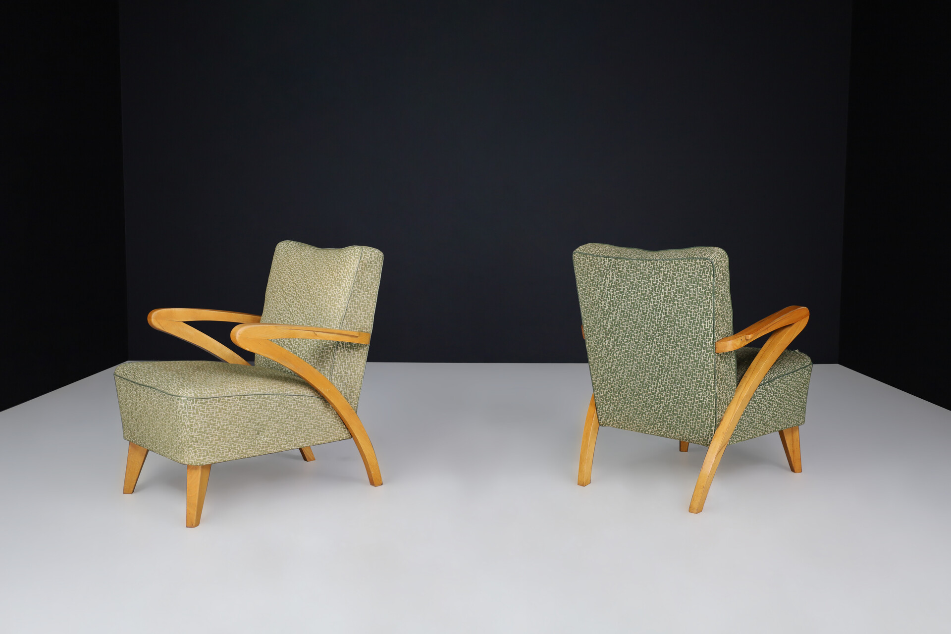 Art deco arm chairs with original upholstery Praque 1930s Mid-20th century