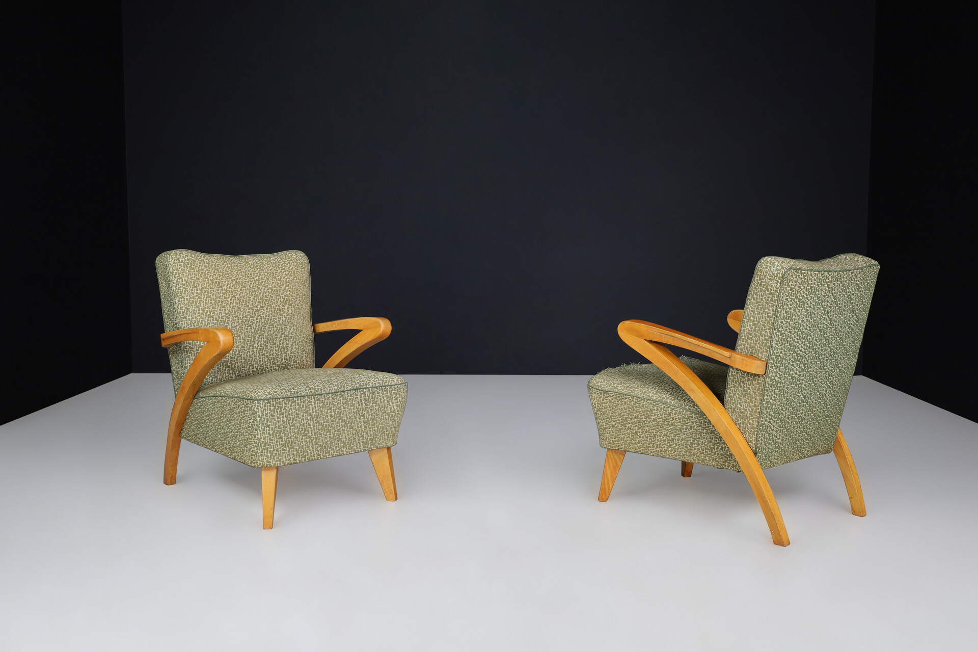 Art deco arm chairs with original upholstery Praque 1930s Mid-20th century