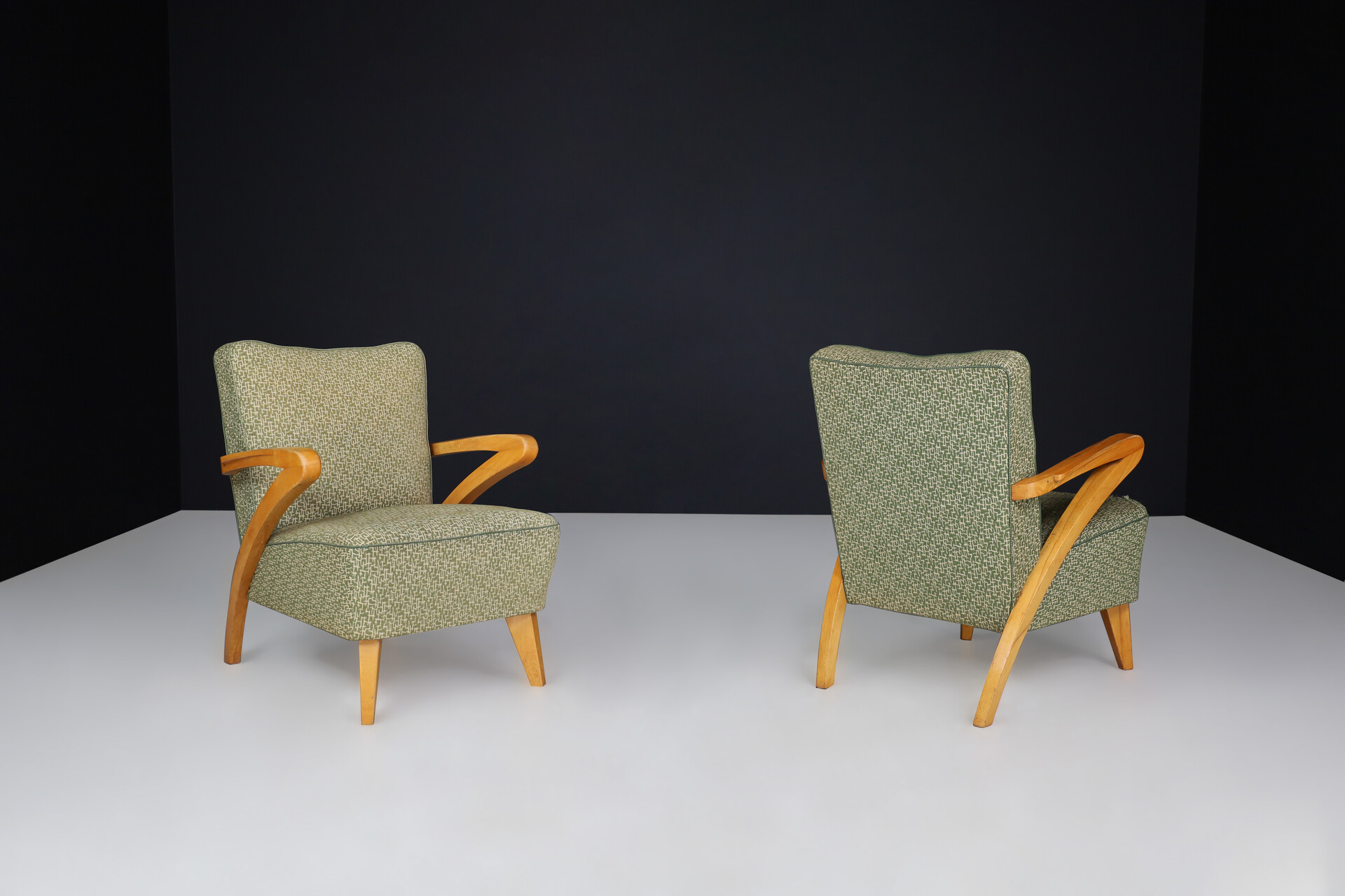 Art deco arm chairs with original upholstery Praque 1930s Mid-20th century