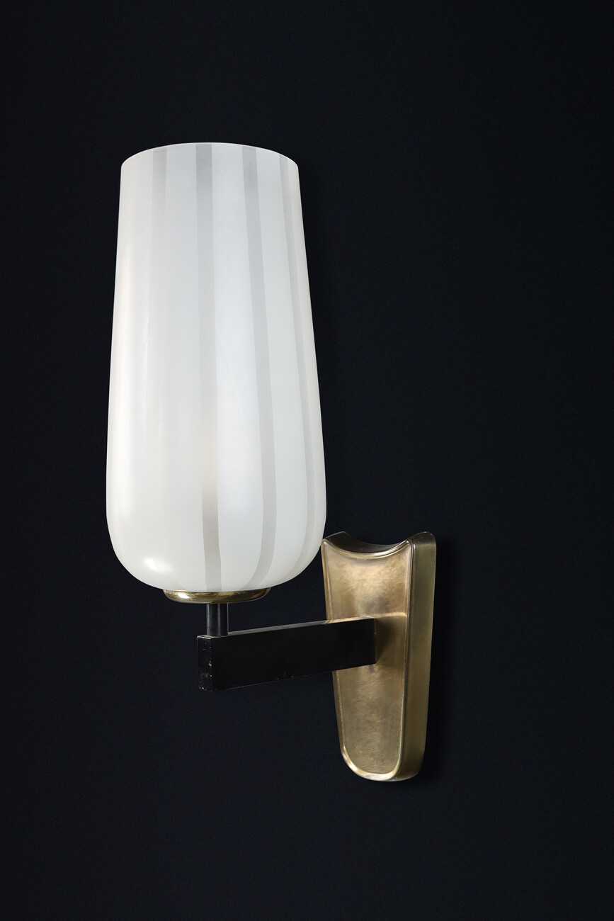 Art Deco Glass and brass Sconces, Germany 1940s Mid-20th century