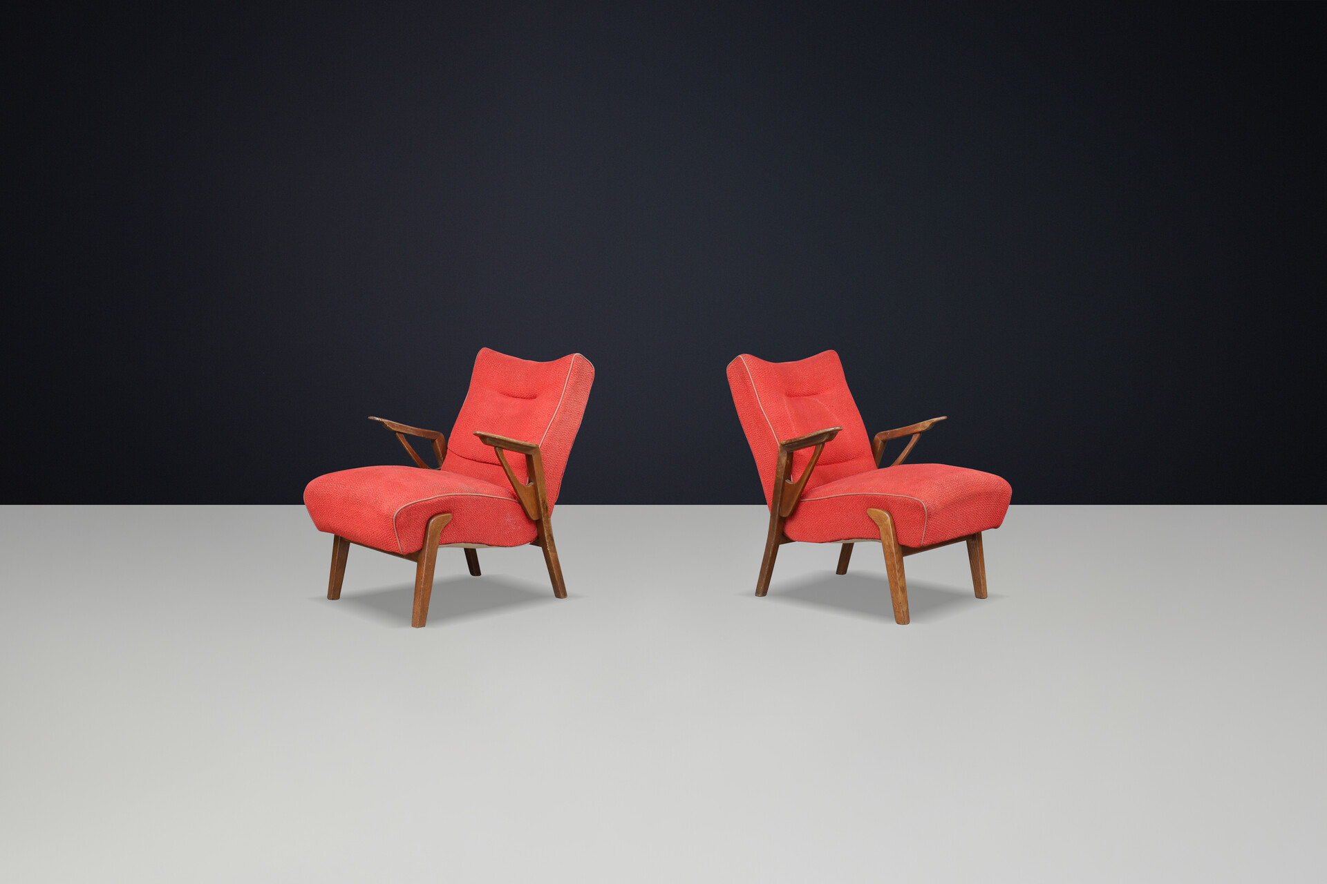 Art deco oak armchairs by Antonin Kybal, Czechoslovakia 1930 Mid-20th century