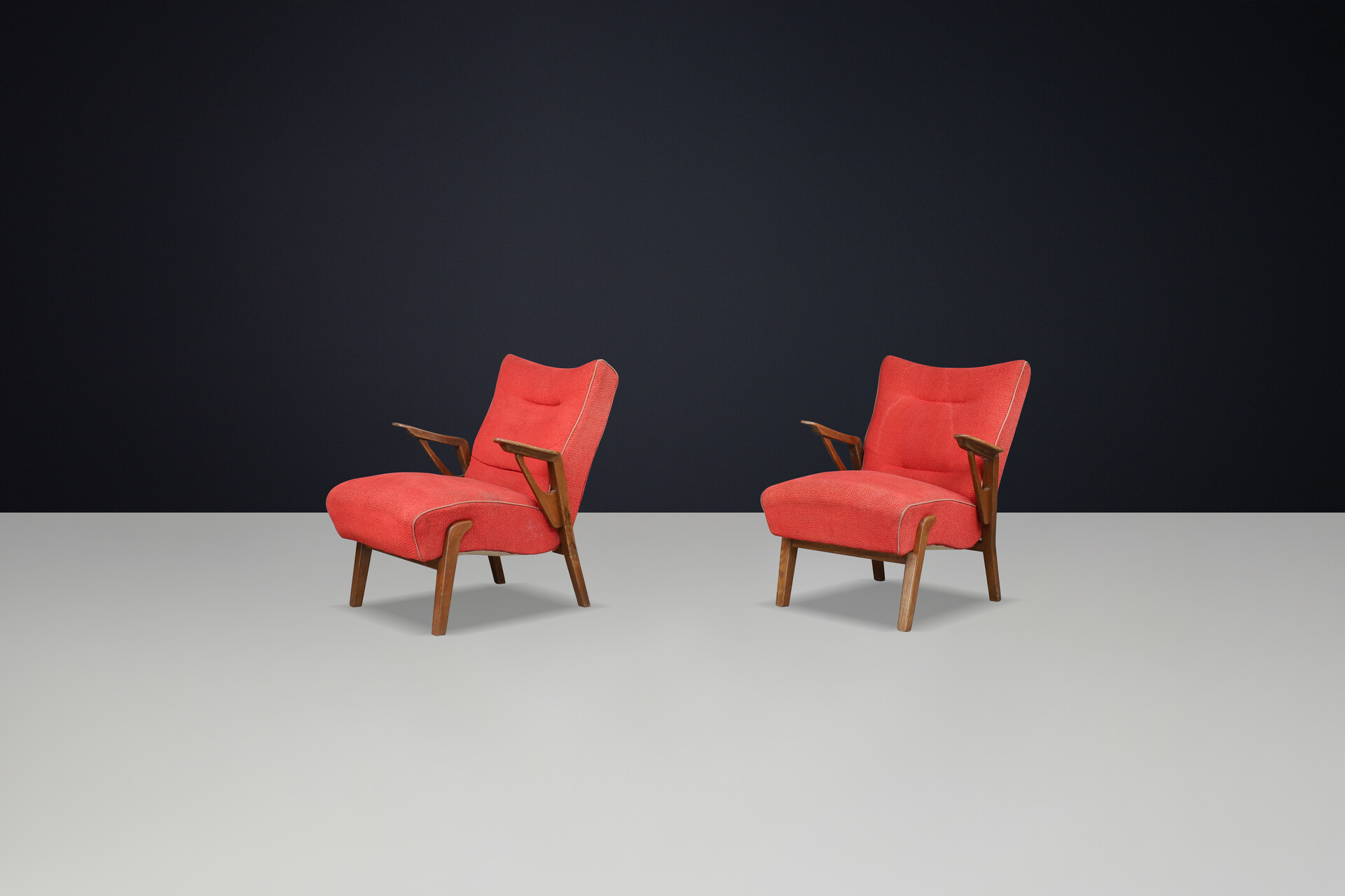 Art deco oak armchairs by Antonin Kybal, Czechoslovakia 1930 Mid-20th century