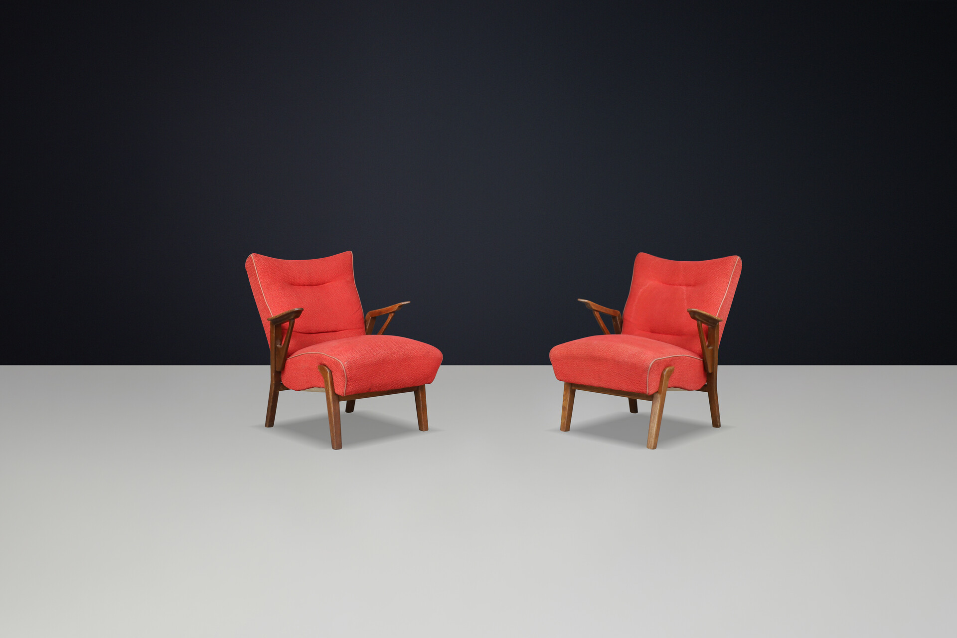 Art deco oak armchairs by Antonin Kybal, Czechoslovakia 1930 Mid-20th century