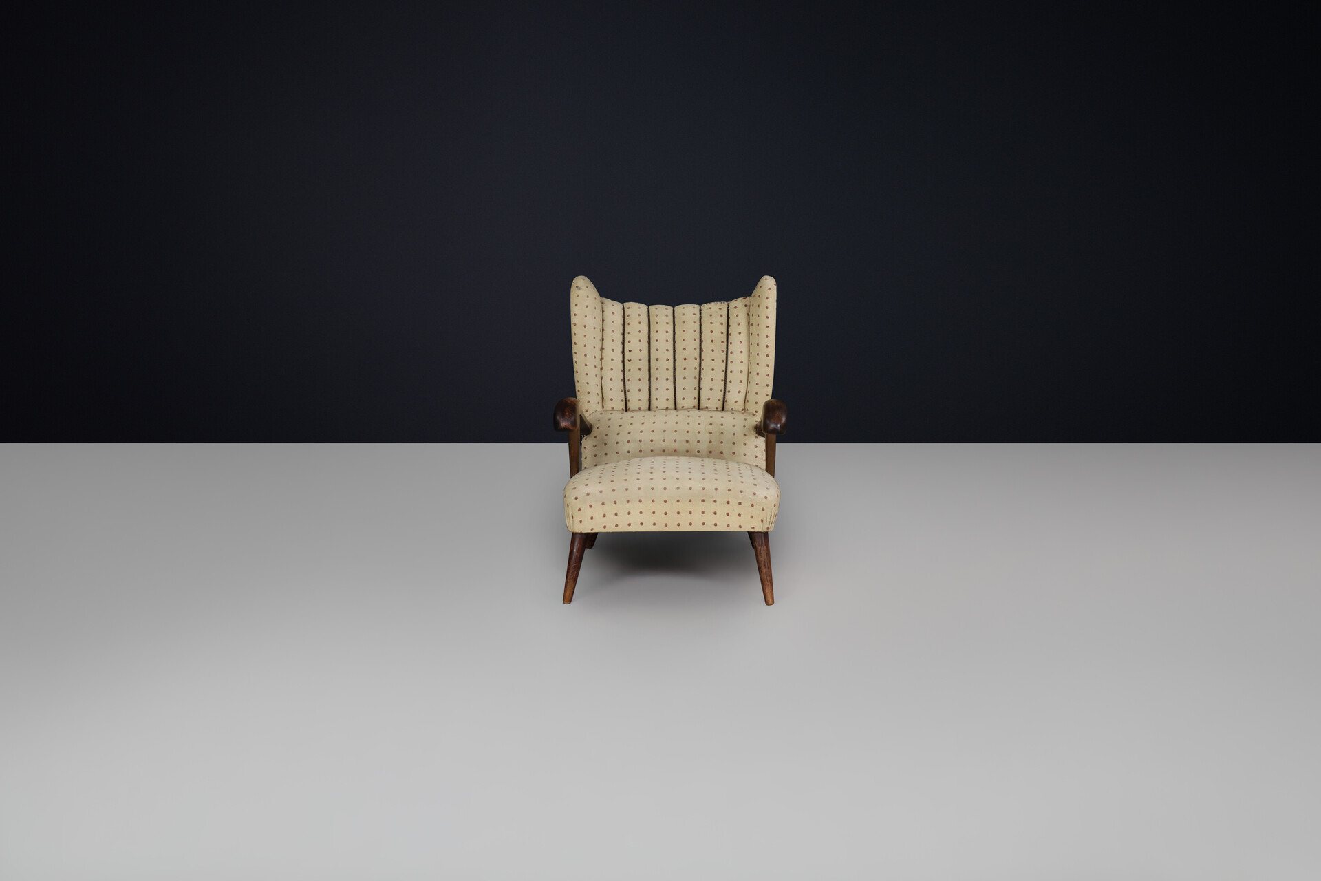 Art Deco walnut wingback armchair by Jan Vaněk, Czechoslovakia 1930 Mid-20th century