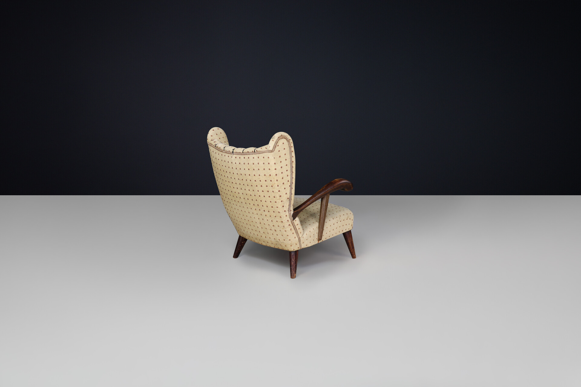 Art Deco walnut wingback armchair by Jan Vaněk, Czechoslovakia 1930 Mid-20th century