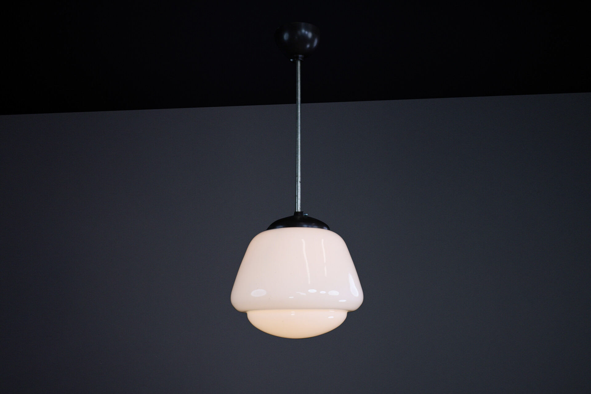 Bauhaus Bakelite and opaline pendant, CZ 1950s Mid-20th century