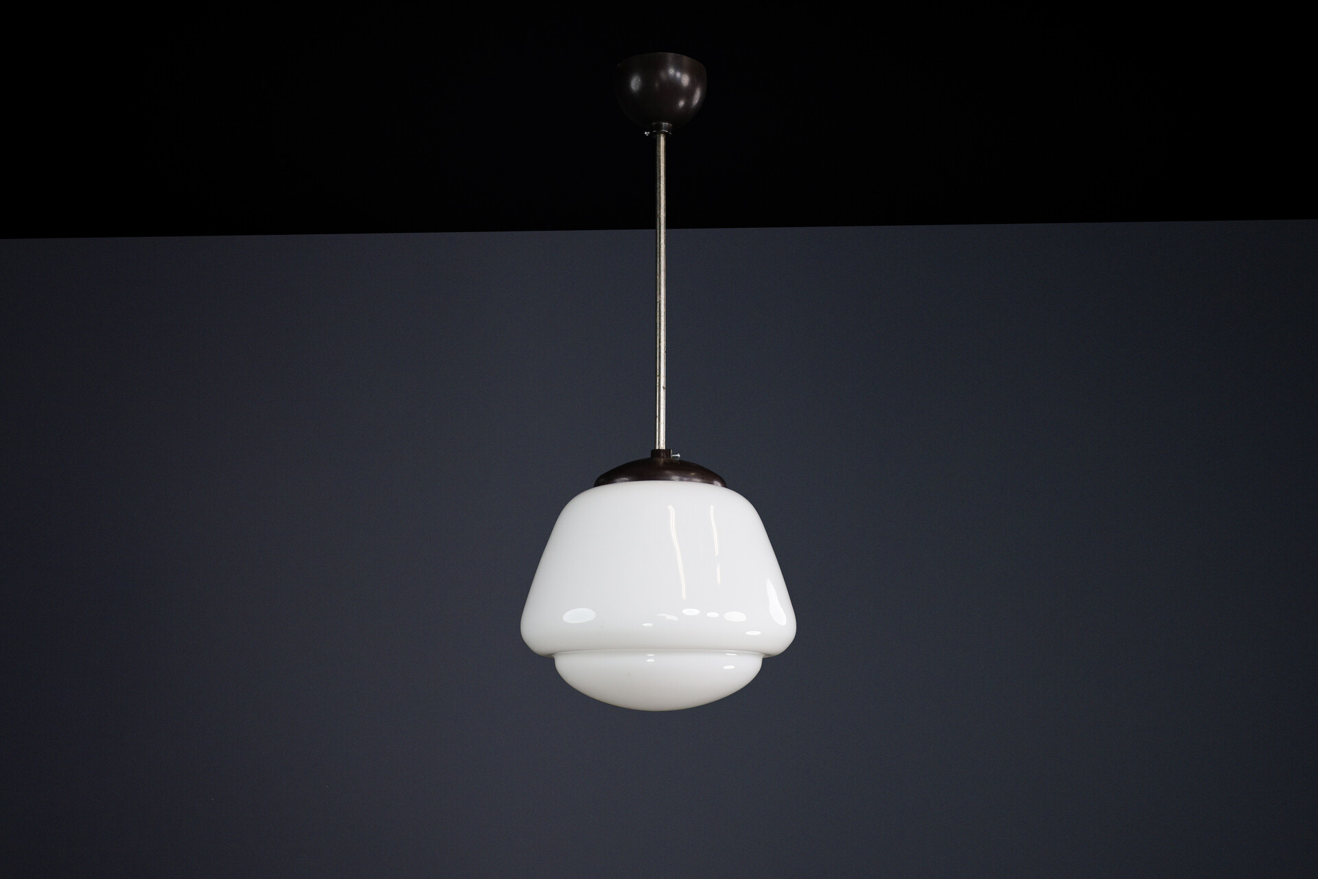 Bauhaus Bakelite and opaline pendant, CZ 1950s Mid-20th century