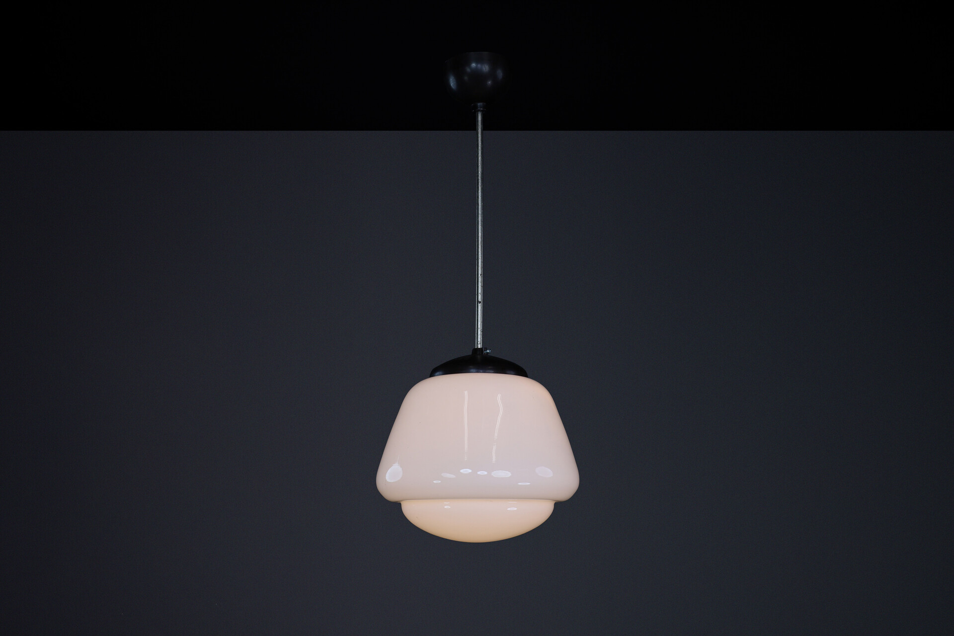 Bauhaus Bakelite and opaline pendant, CZ 1950s Mid-20th century