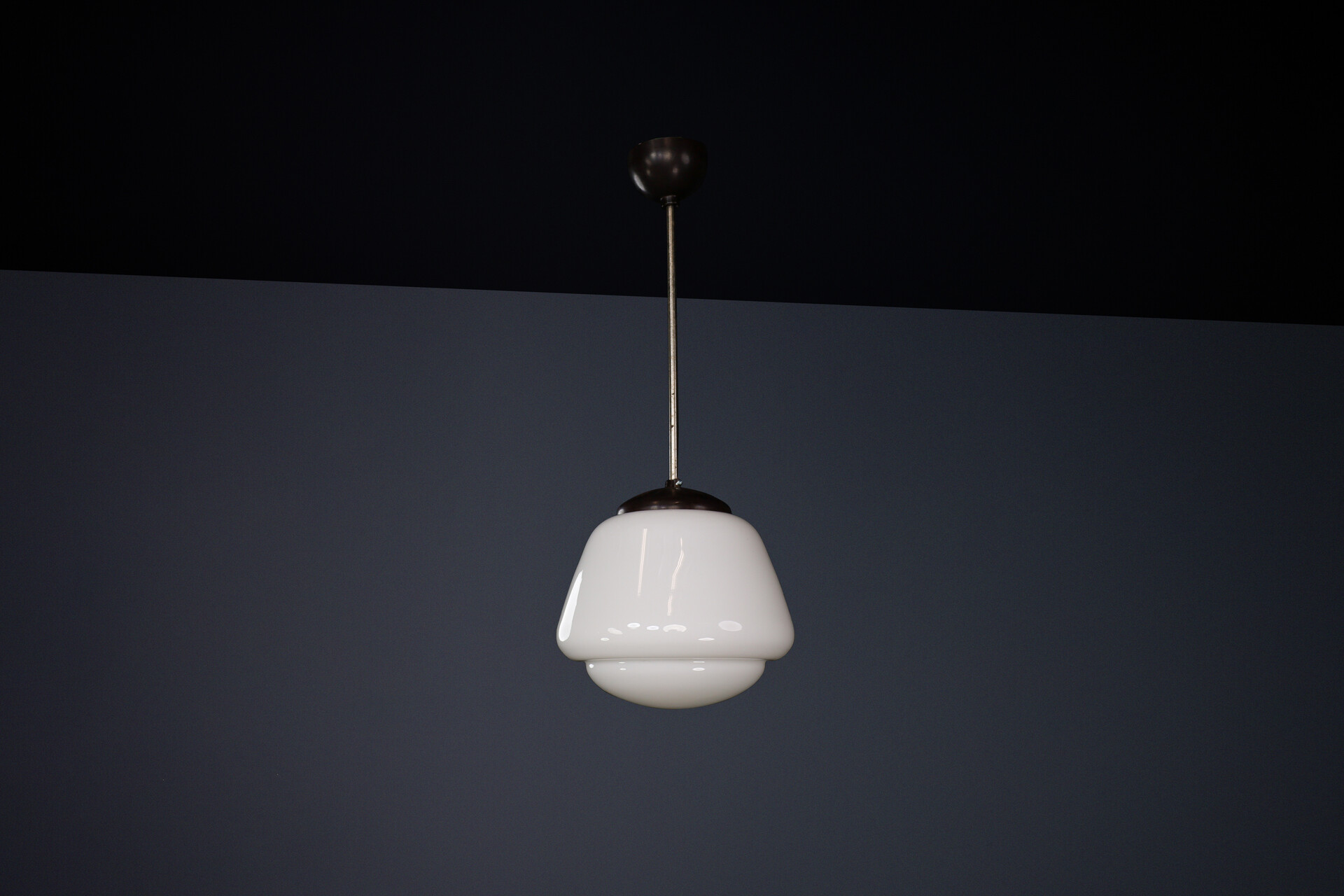 Bauhaus Bakelite and opaline pendant, CZ 1950s Mid-20th century