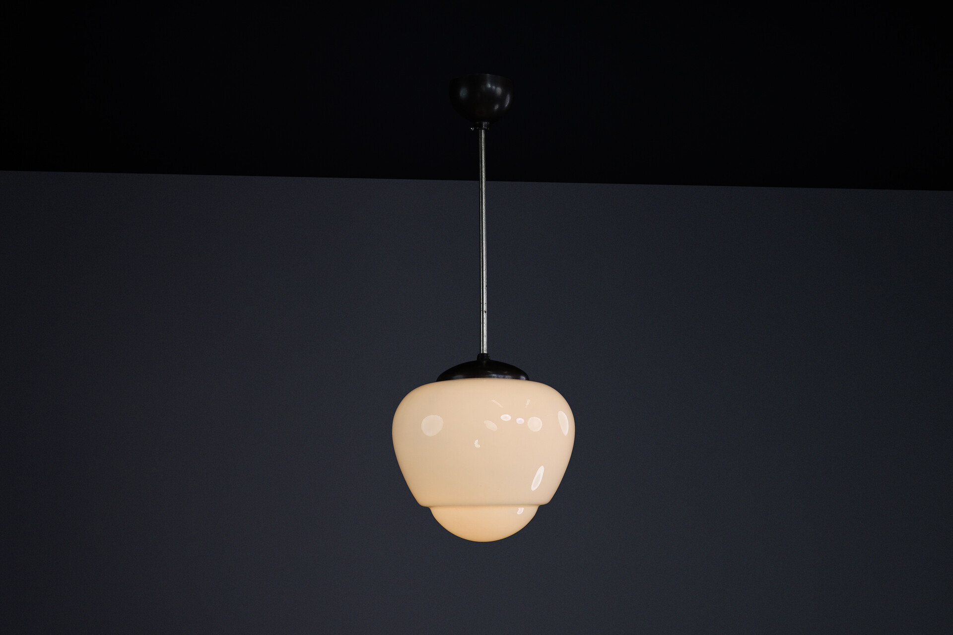 Bauhaus Bakelite and opaline pendant, CZ 1950s Mid-20th century