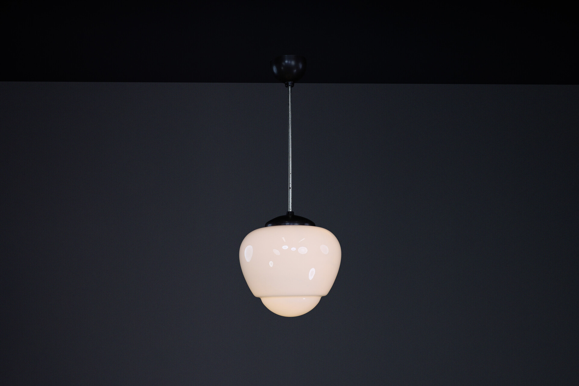 Bauhaus Bakelite and opaline pendant, CZ 1950s Mid-20th century