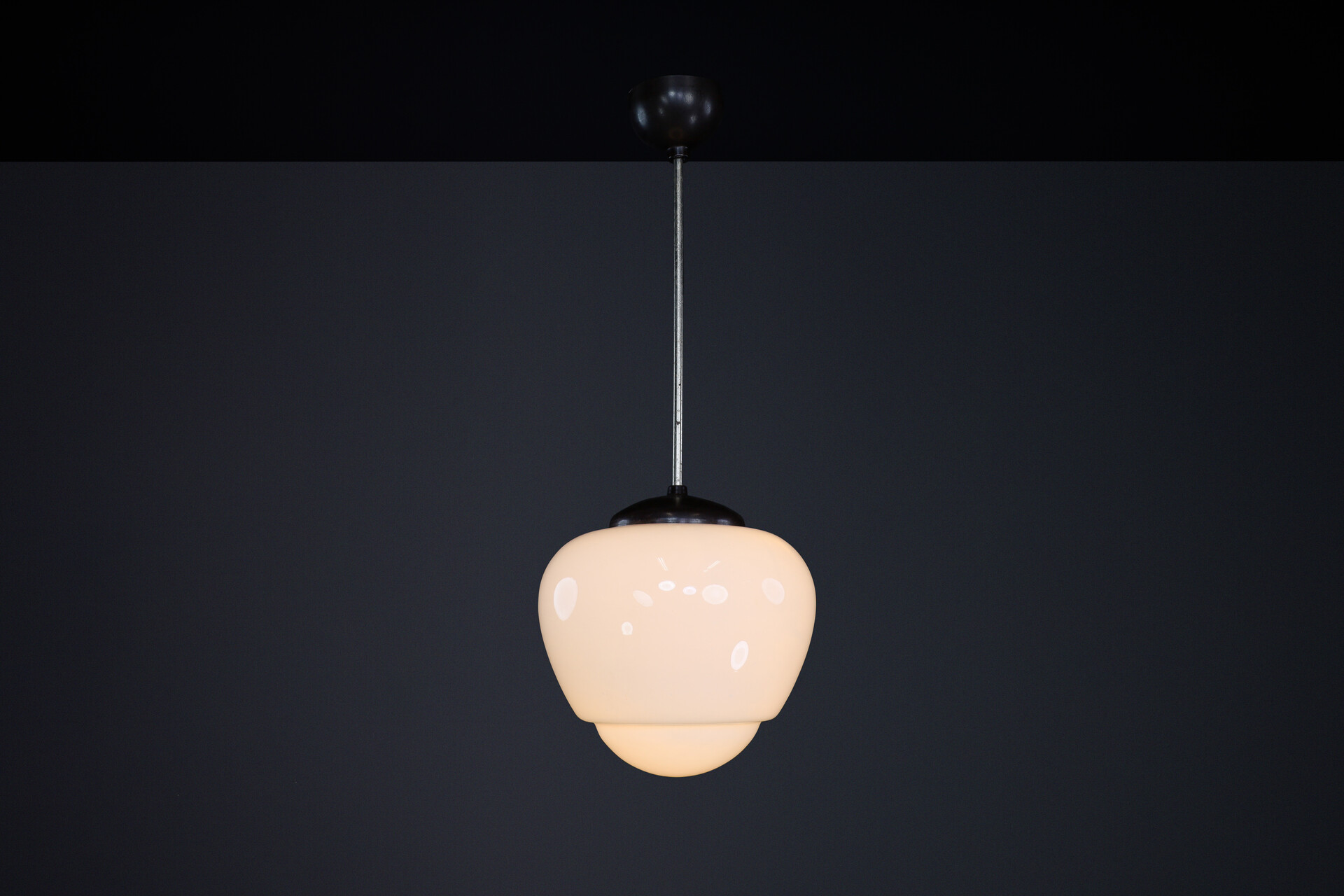 Bauhaus Bakelite and opaline pendant, CZ 1950s Mid-20th century