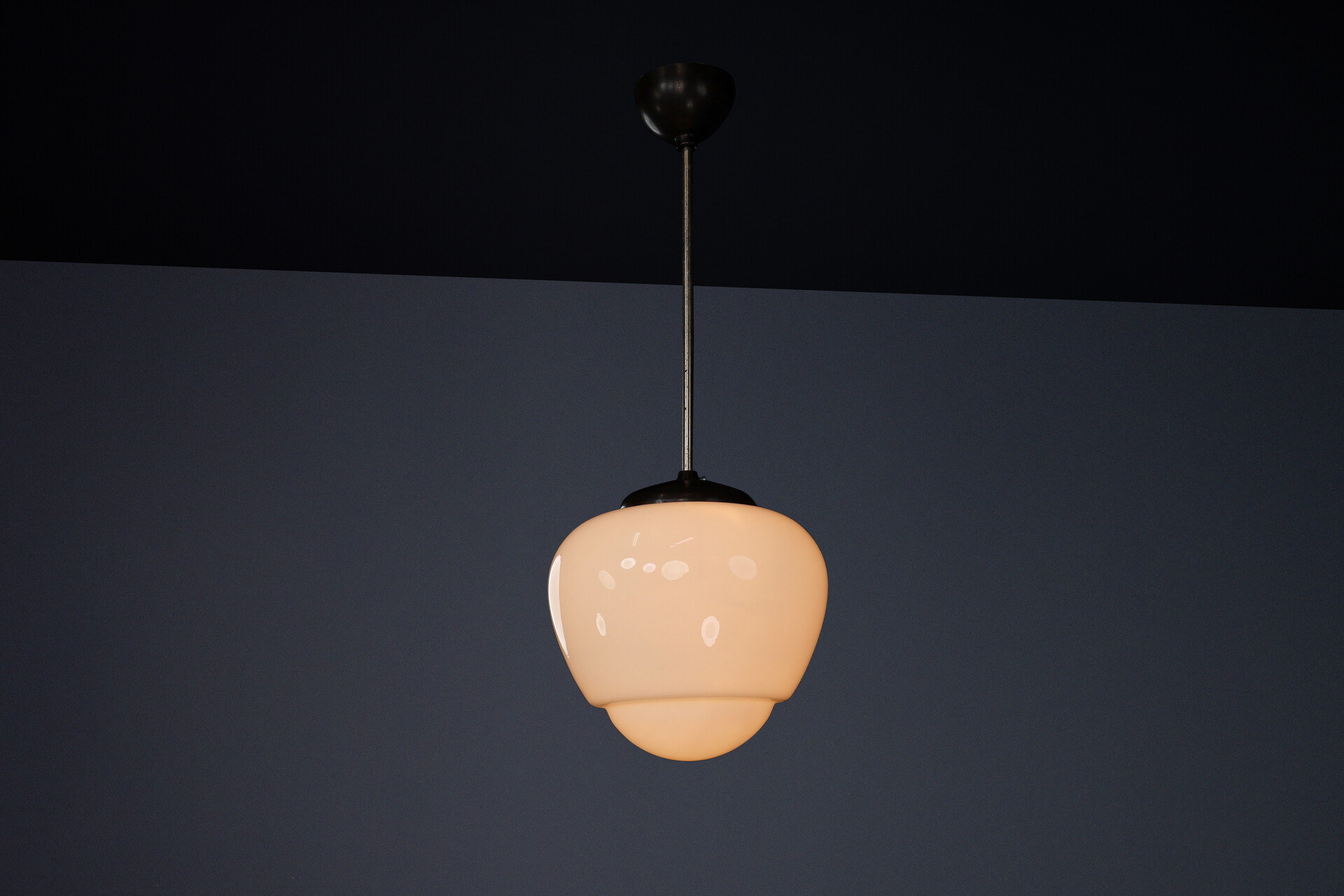 Bauhaus Bakelite and opaline pendant, CZ 1950s Mid-20th century