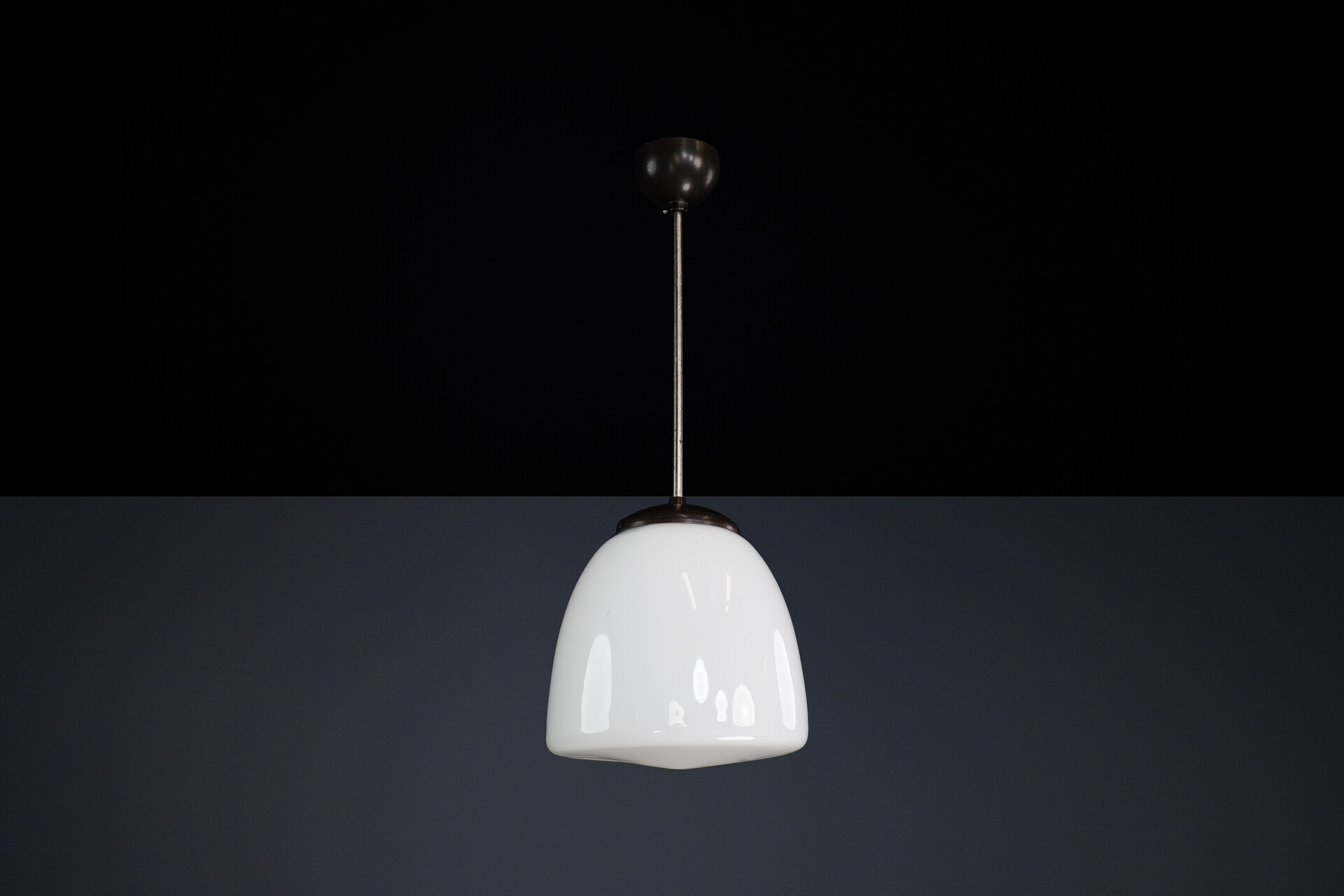 Bauhaus Bakelite and opaline pendant, CZ 1950s Mid-20th century