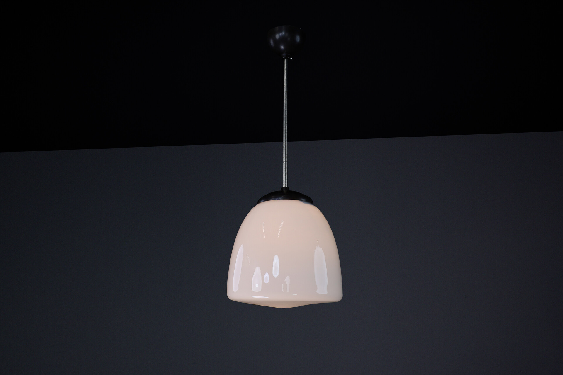 Bauhaus Bakelite and opaline pendant, CZ 1950s Mid-20th century