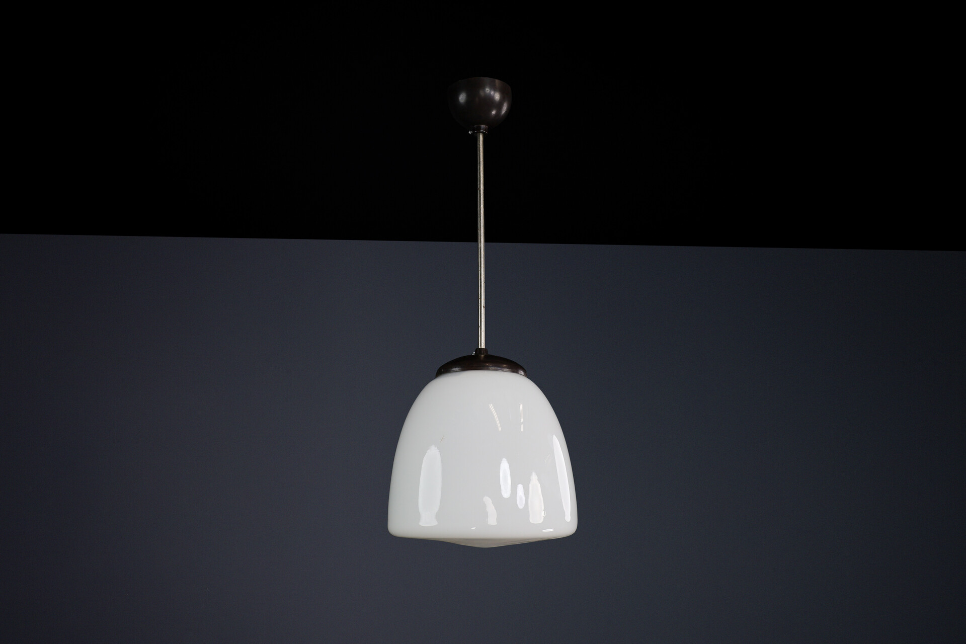 Bauhaus Bakelite and opaline pendant, CZ 1950s Mid-20th century