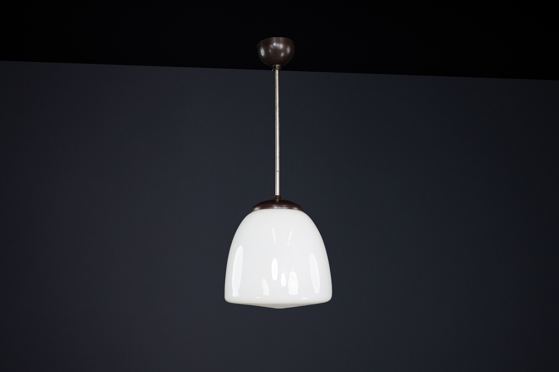 Bauhaus Bakelite and opaline pendant, CZ 1950s Mid-20th century