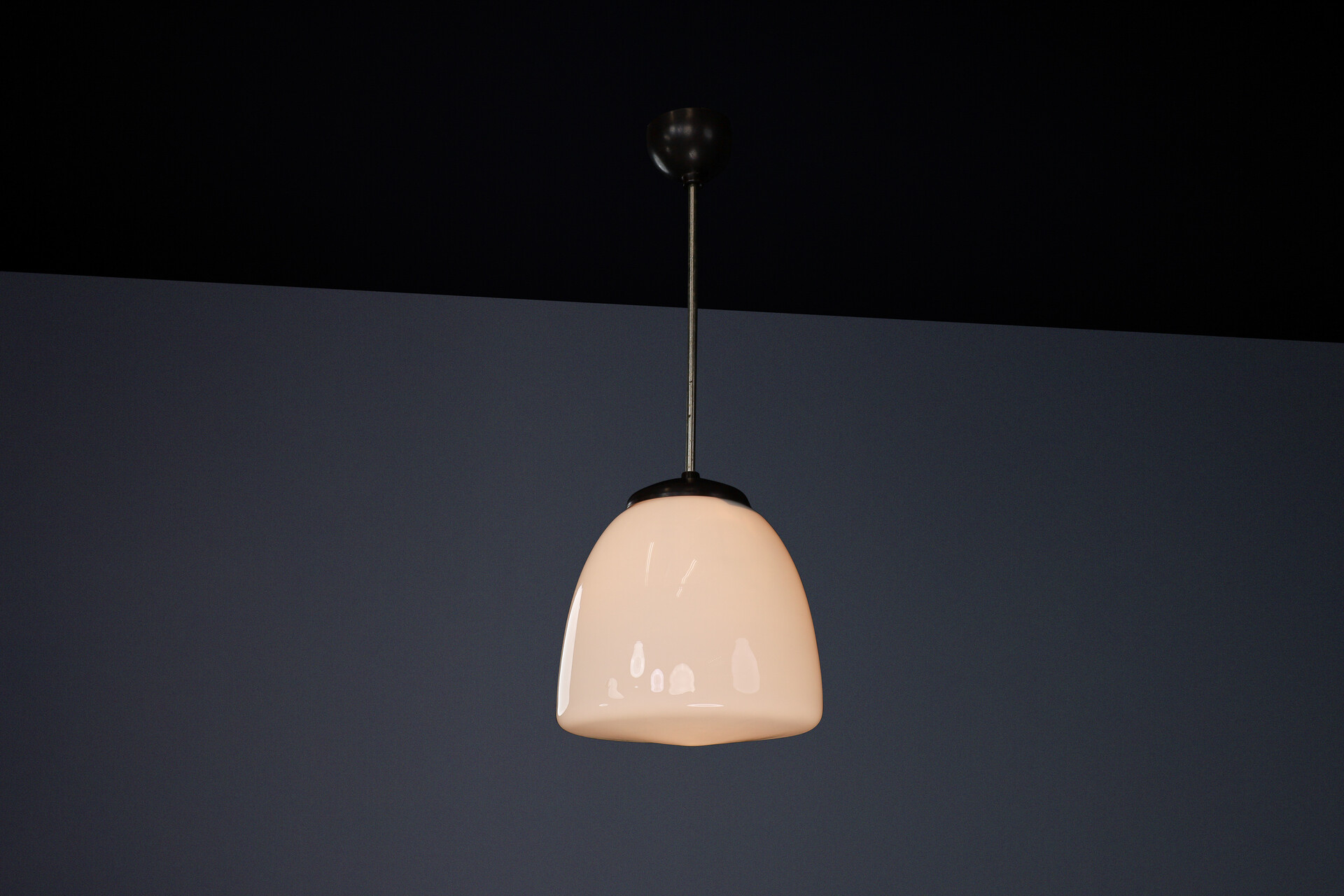 Bauhaus Bakelite and opaline pendant, CZ 1950s Mid-20th century