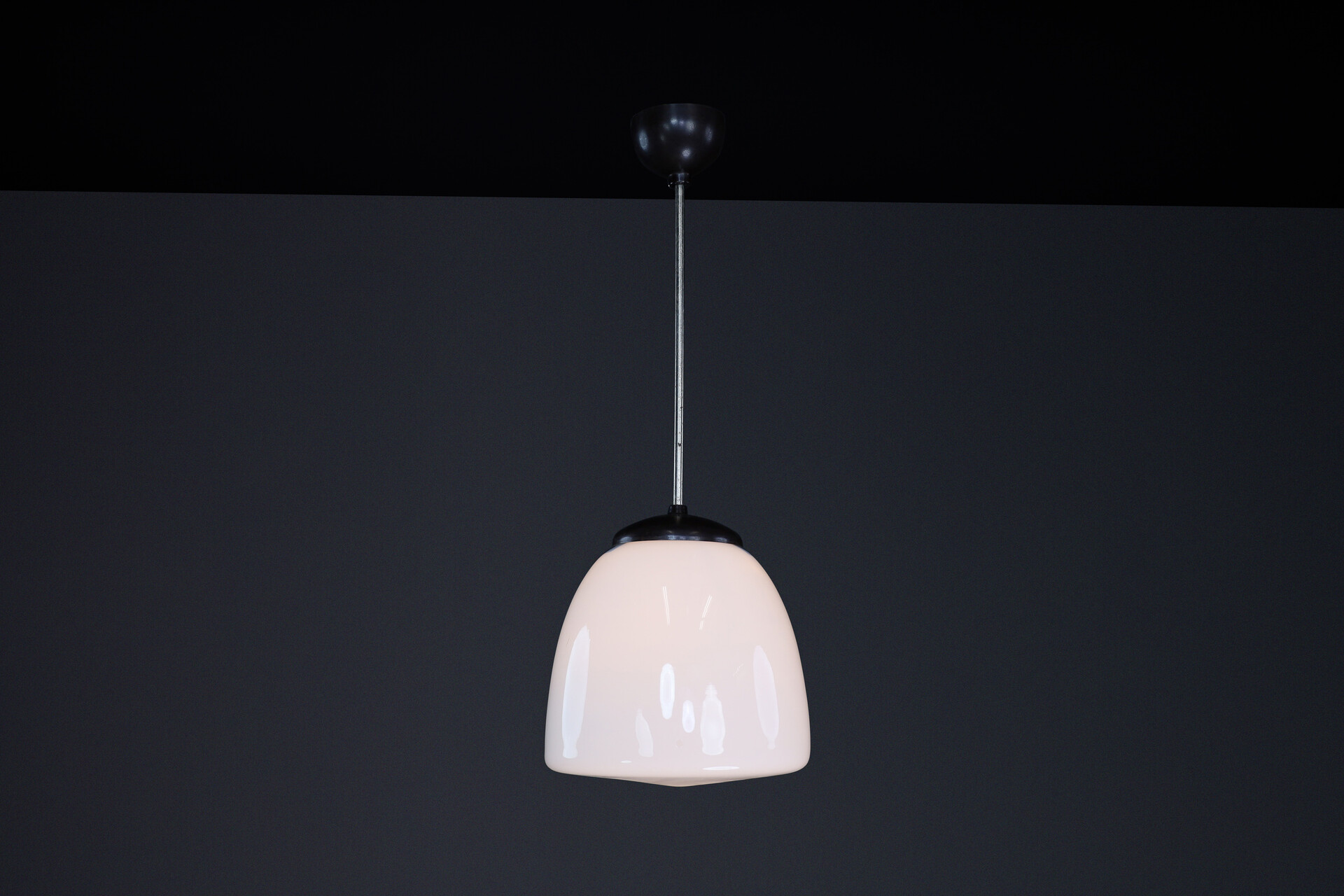 Bauhaus Bakelite and opaline pendant, CZ 1950s Mid-20th century