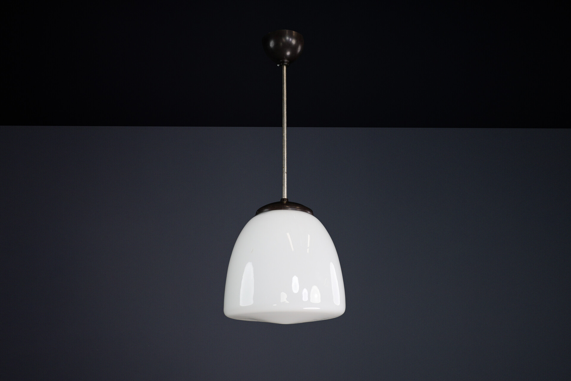 Bauhaus Bakelite and opaline pendant, CZ 1950s Mid-20th century