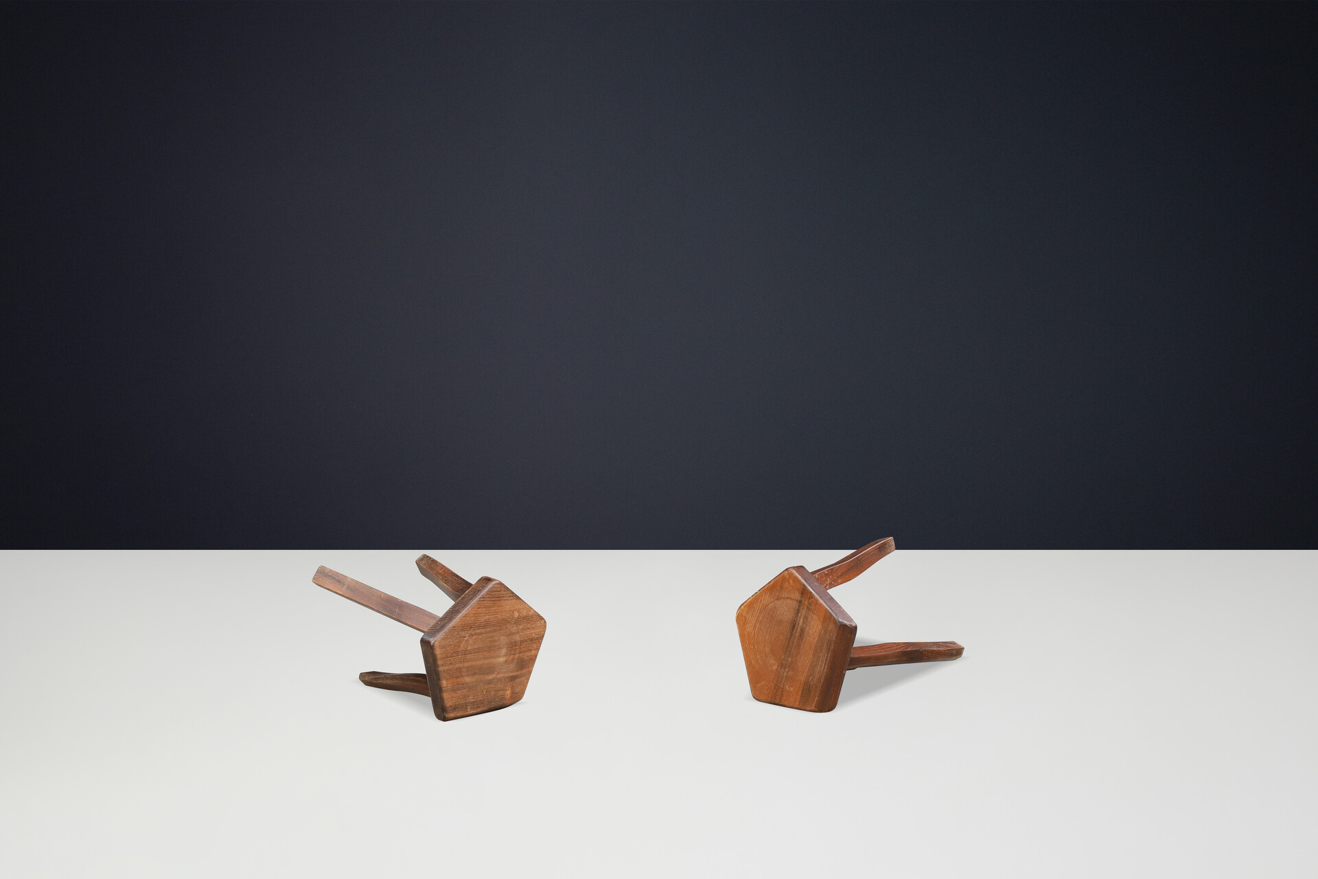 Brutalist Elm Wood Bar Stools by Olavi Hänninen, Finland 1960s Mid-20th century