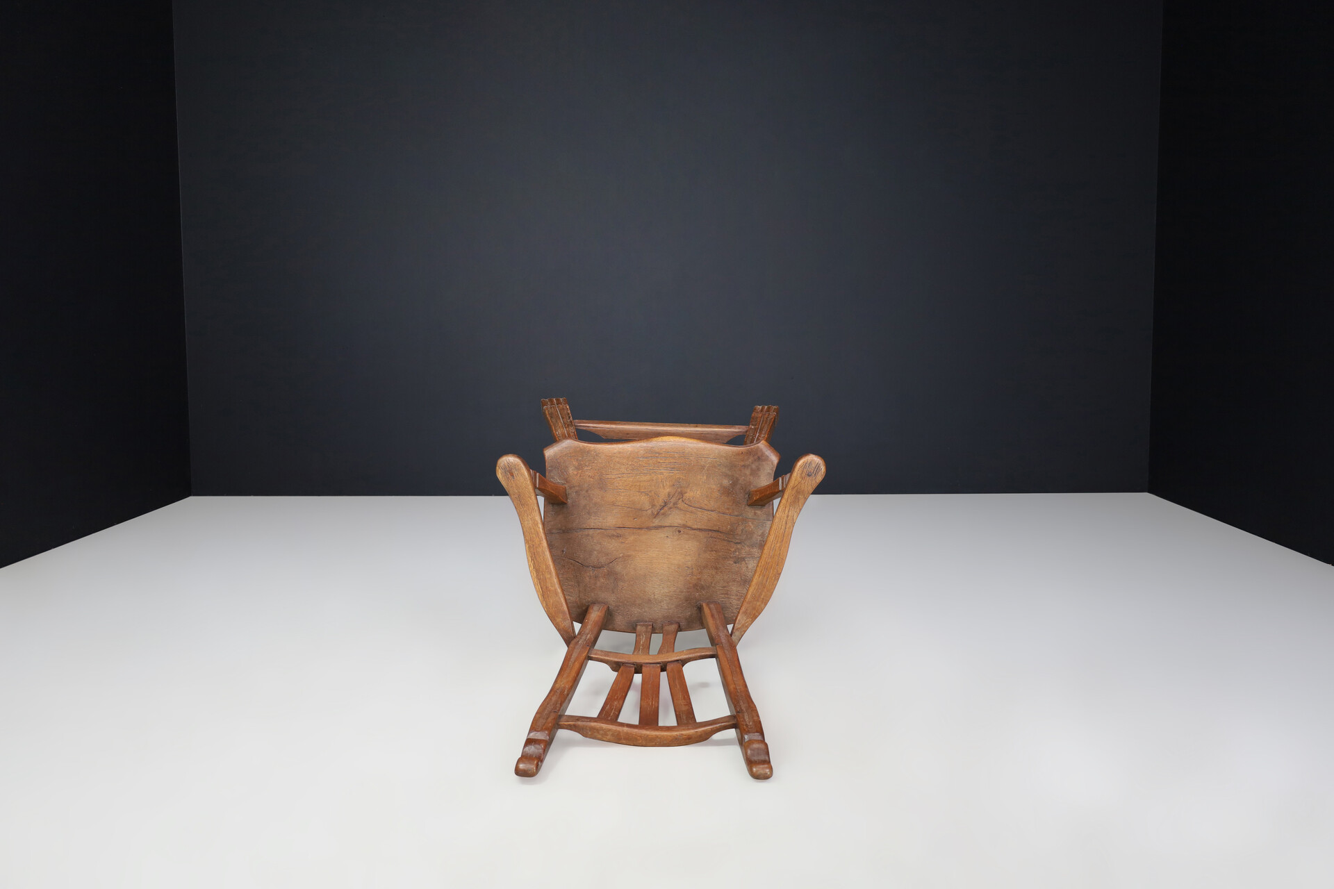 Brutalist Lounge chair in solid oak, France 1960s Mid-20th century