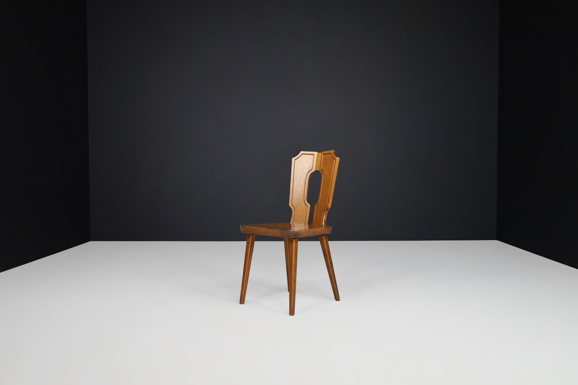 Brutalist Modern wooden dining chairs, France 1960s Mid-20th century