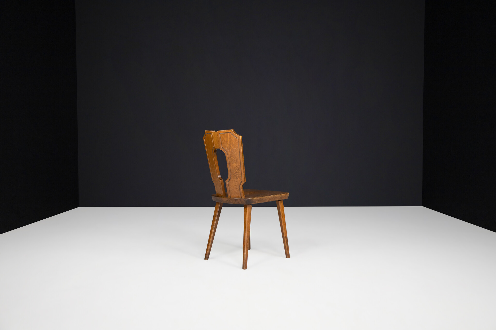 Brutalist Modern wooden dining chairs, France 1960s Mid-20th century