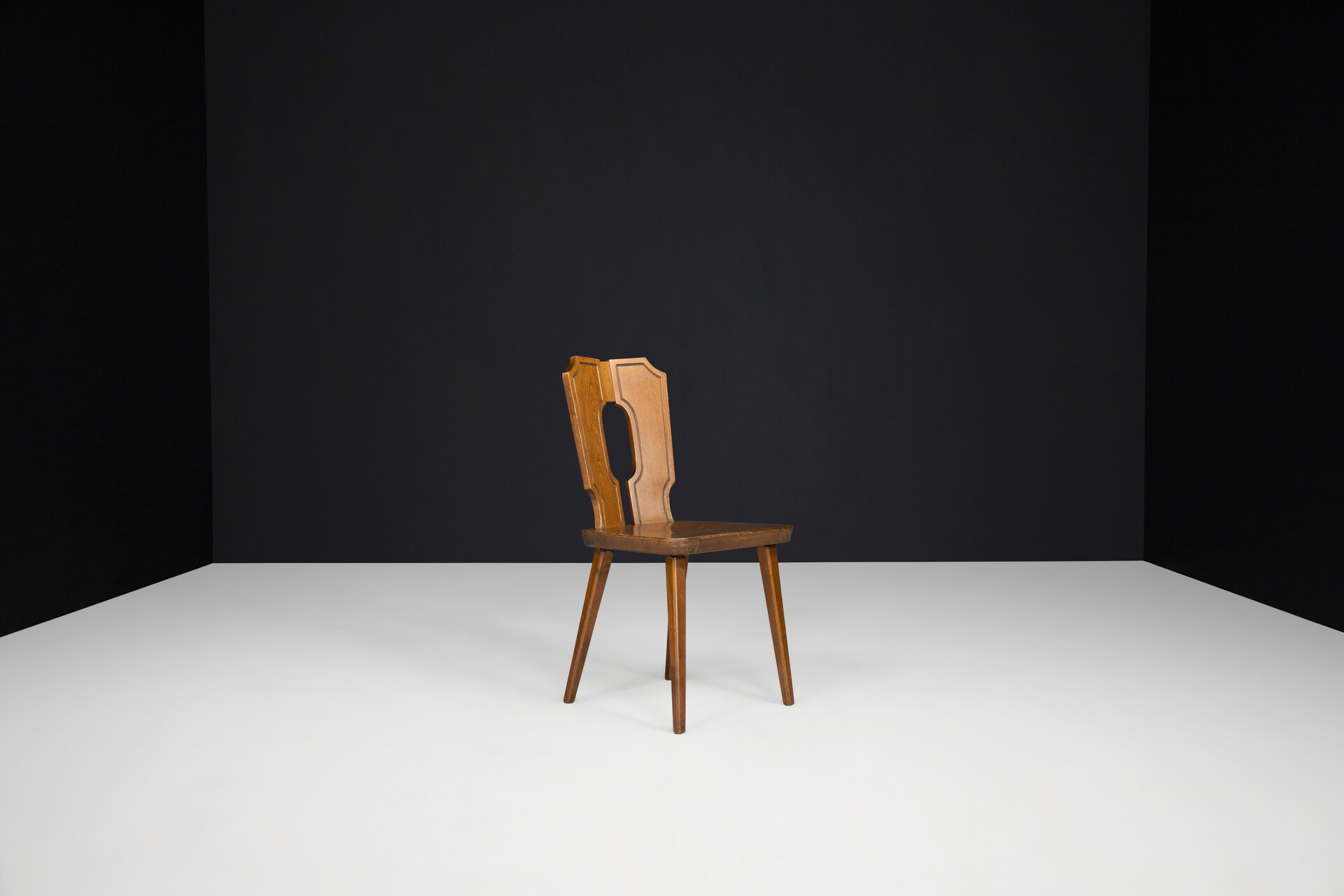 Brutalist Modern wooden dining chairs, France 1960s Mid-20th century