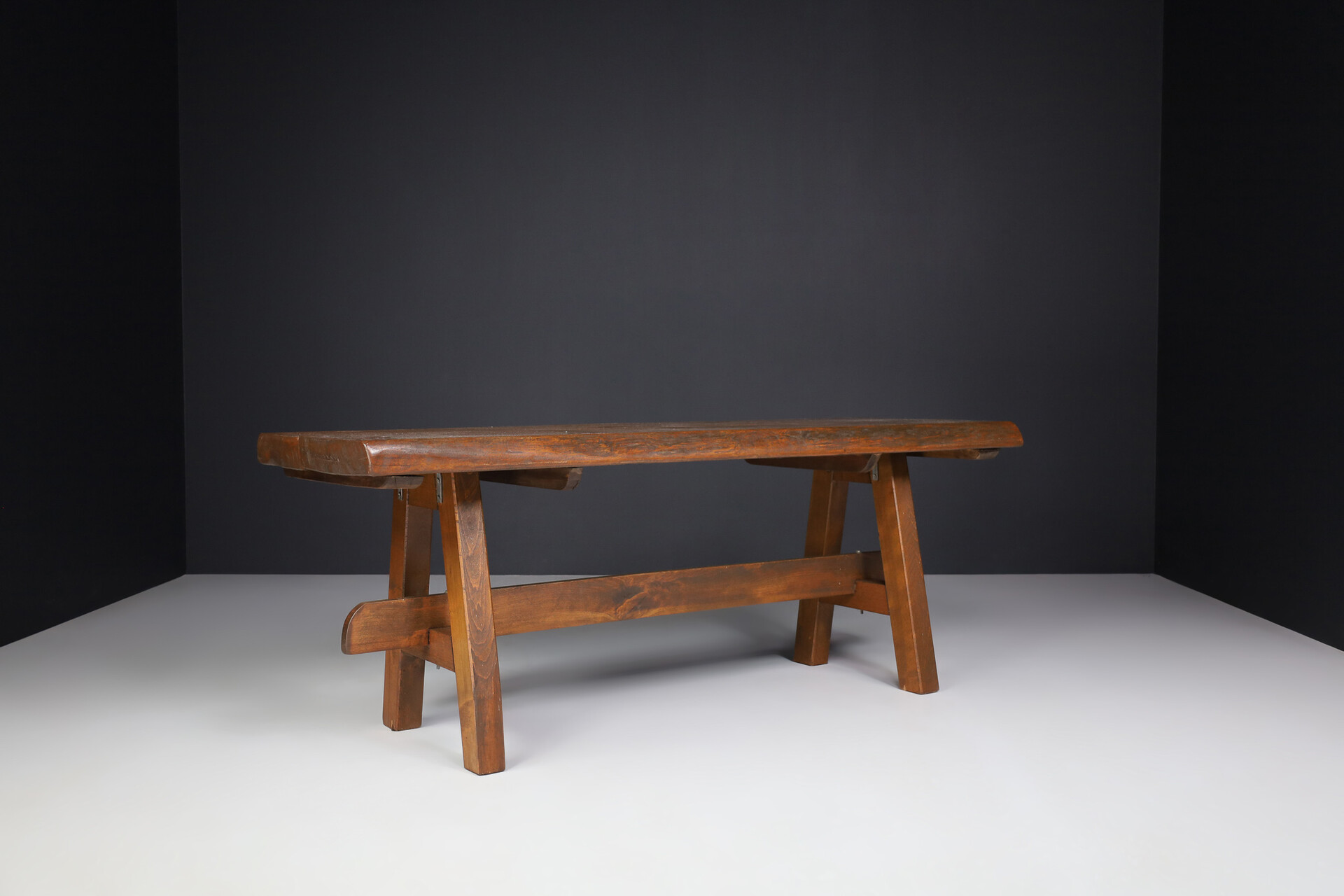 Brutalist Oak dining / console table France 1950s Mid-20th century