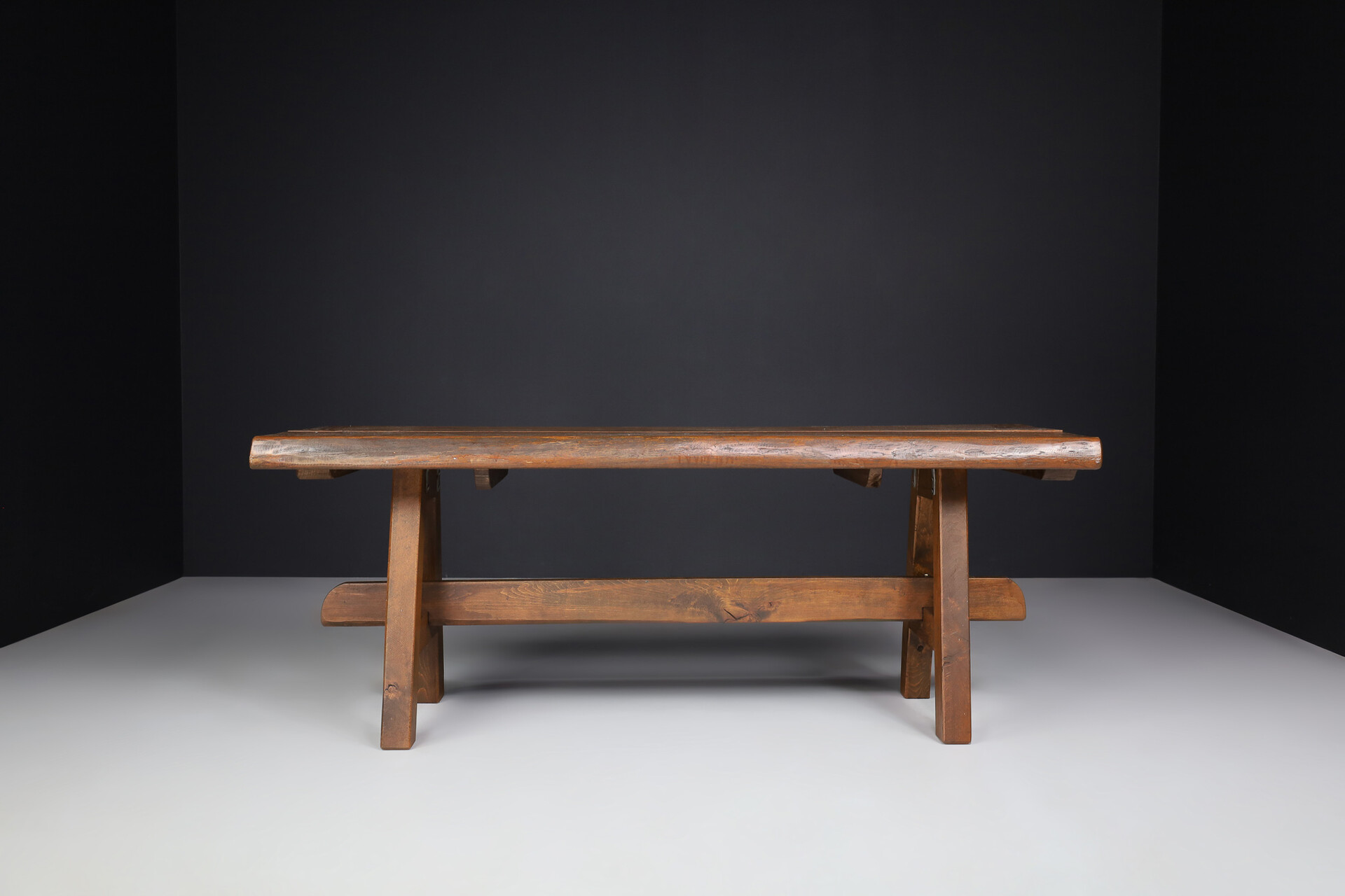 Brutalist Oak dining / console table France 1950s Mid-20th century