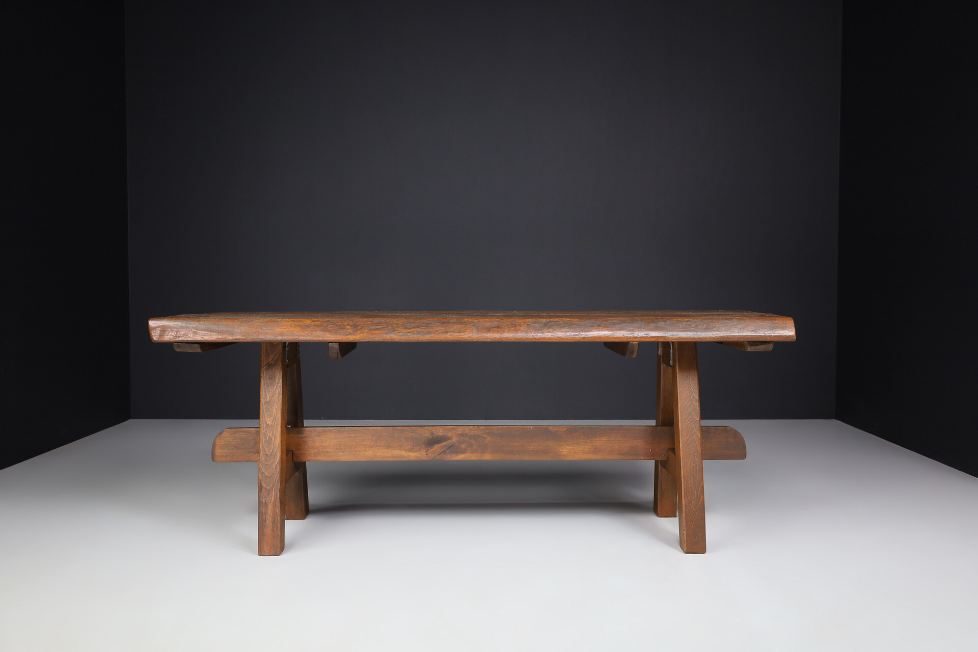 Brutalist Oak dining / console table France 1950s Mid-20th century