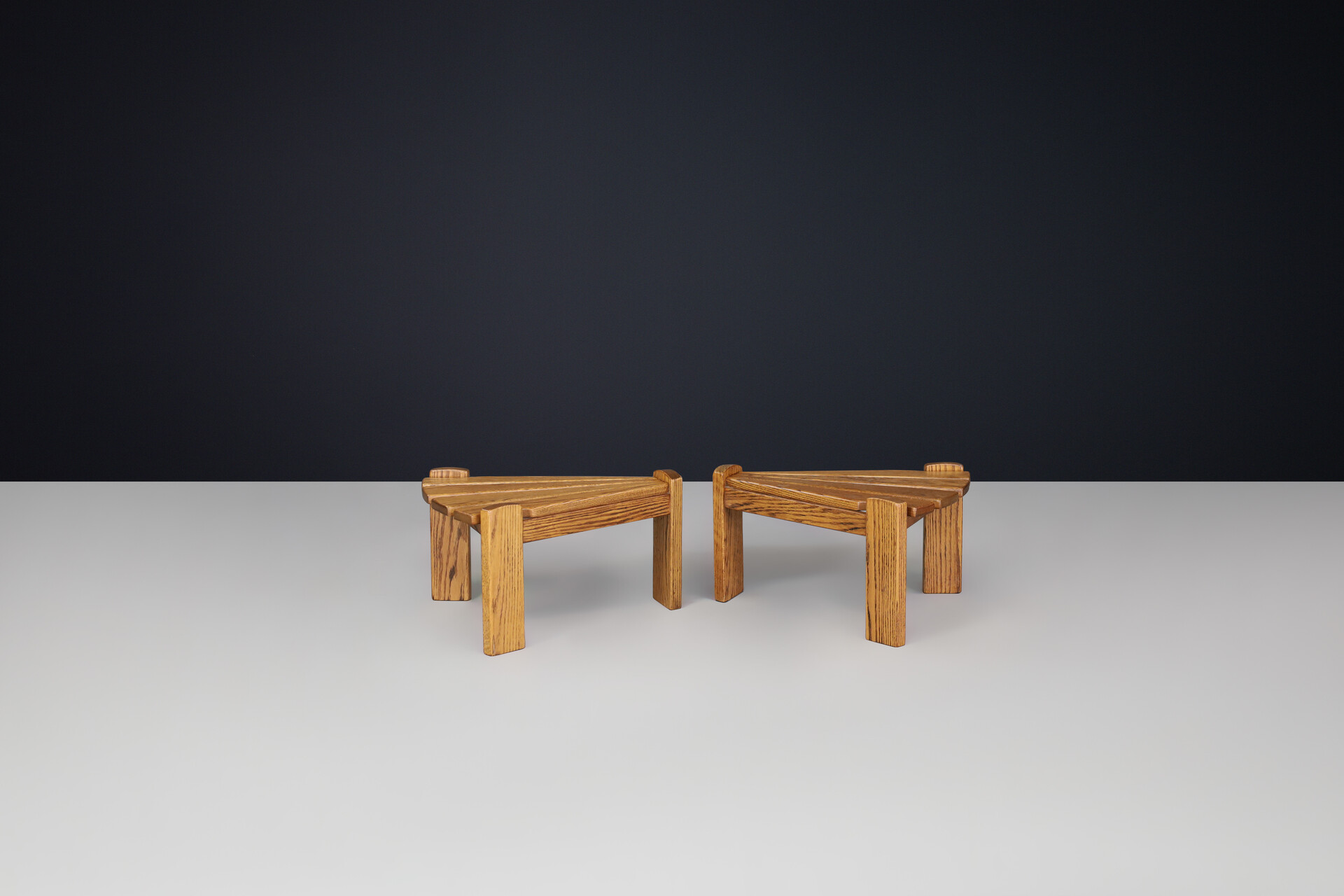 Brutalist Oak side or coffee tables by Dittmann & Co for AWA Radboud, Netherlands circa 1970s. Late-20th century