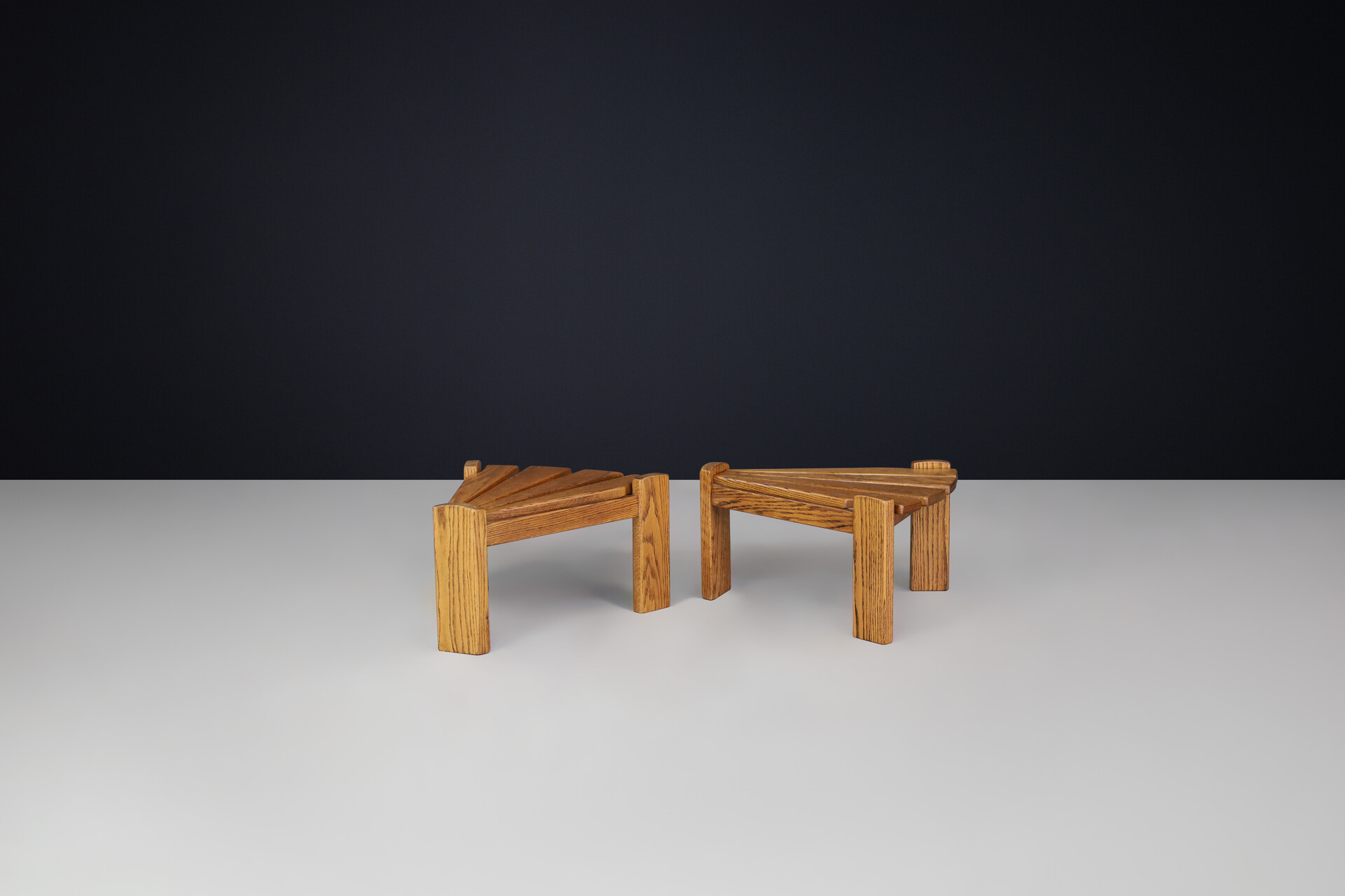 Brutalist Oak side or coffee tables by Dittmann & Co for AWA Radboud, Netherlands circa 1970s. Late-20th century