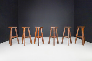 Brutalist Olavi Hänninen wooden Bar stools for Mikko Nupponen, Finland 1960 Mid-20th century