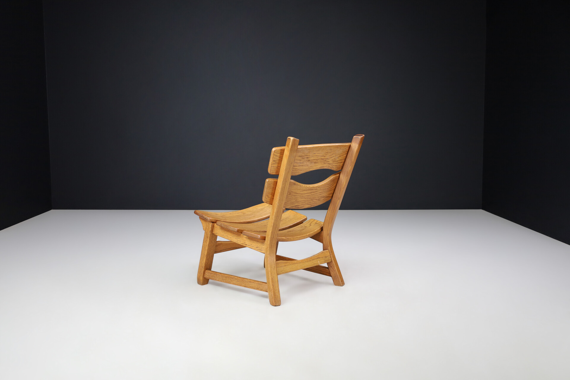 Brutalist Solid oak lounge chairs by Dittmann & Co for AWA Radboud, Netherlands circa 1970s. Late-20th century