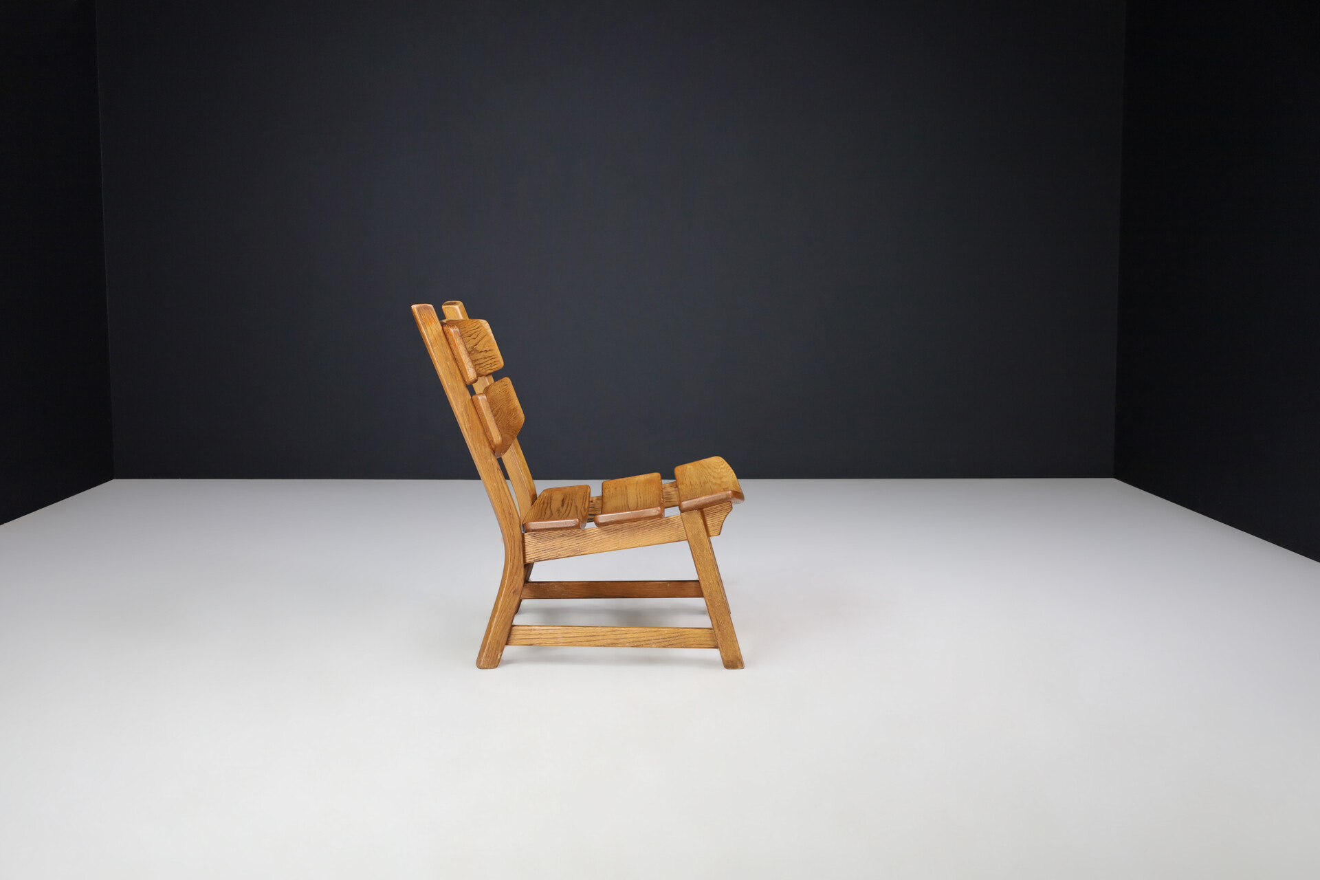 Brutalist Solid oak lounge chairs by Dittmann & Co for AWA Radboud, Netherlands circa 1970s. Late-20th century