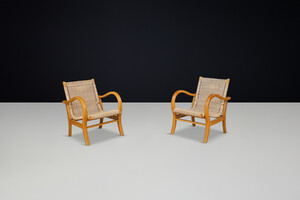 Cane seating and back arm chairs by Erich Dieckman, Germany 1950s Mid-20th century