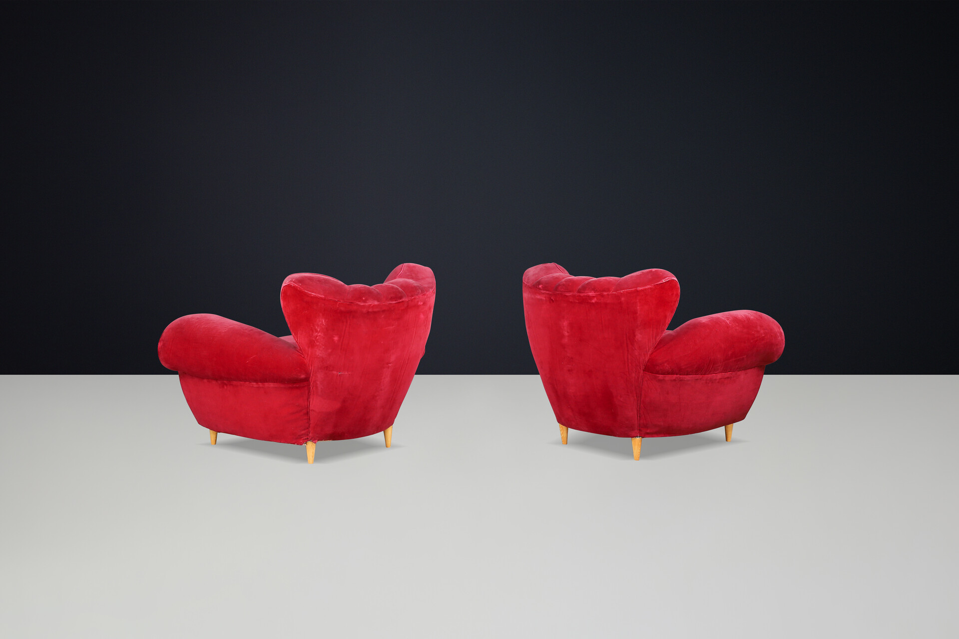 Guglielmo Ulrich Art Deco Lounge Chairs in Original Velvet, Italy, 1930s Mid-20th century