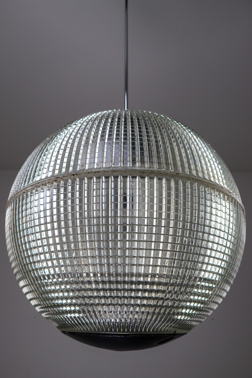 Large set XL Mid-Century Modern Holophane Paris Street Pendant Light, France, 1960s Mid-20th century