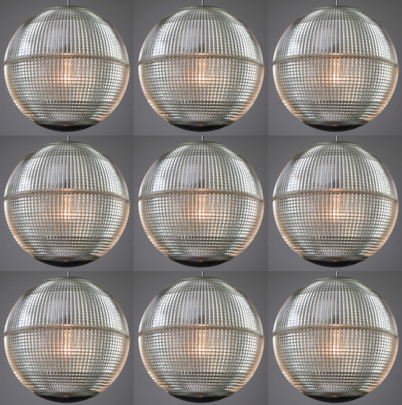 Large set XL Mid-Century Modern Holophane Paris Street Pendant Light, France, 1960s Mid-20th century