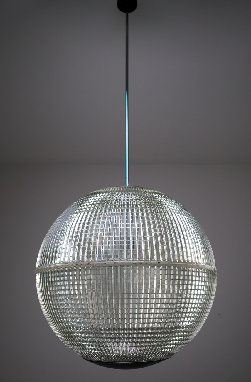 Large set XL Mid-Century Modern Holophane Paris Street Pendant Light, France, 1960s Mid-20th century