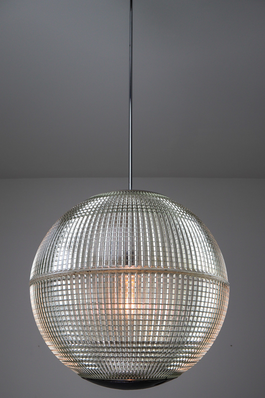 Large set XL Mid-Century Modern Holophane Paris Street Pendant Light, France, 1960s Mid-20th century