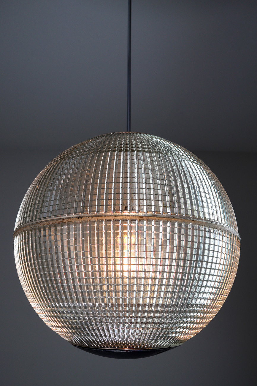 Large set XL Mid-Century Modern Holophane Paris Street Pendant Light, France, 1960s Mid-20th century